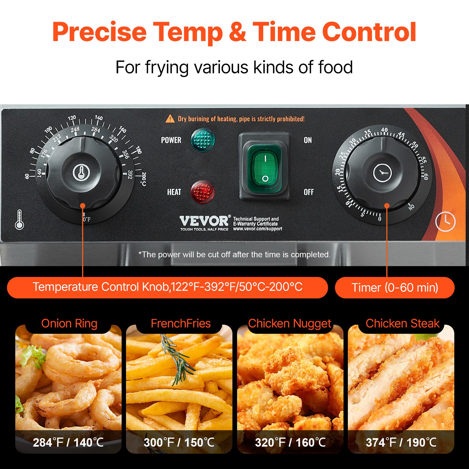 VEVOR Commercial Electric Deep Fryer Countertop Fryer 3000W Dual Tank 2x11Qt/11L