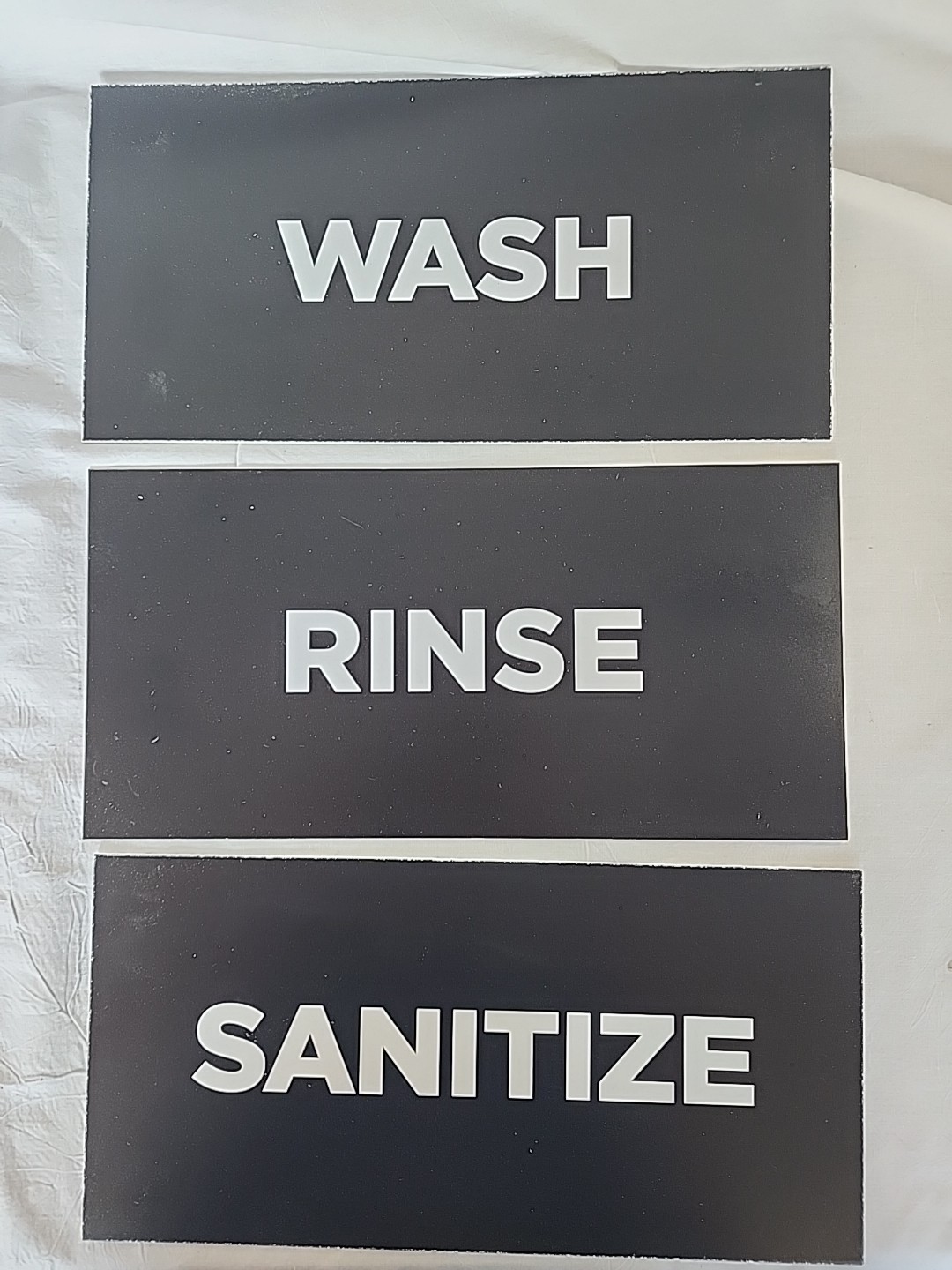 Wash, Rinse & Sanitize Signs 3Pk for 3 Compartment Sink 6″ X 12″