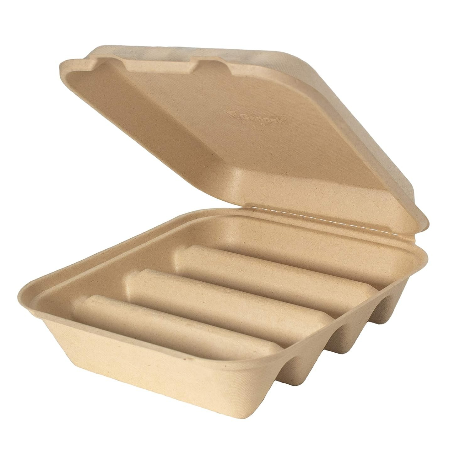 200 Pack Genpak – 4 Compartment Food / Taco Fiber To-go Containers HF4CC-7K