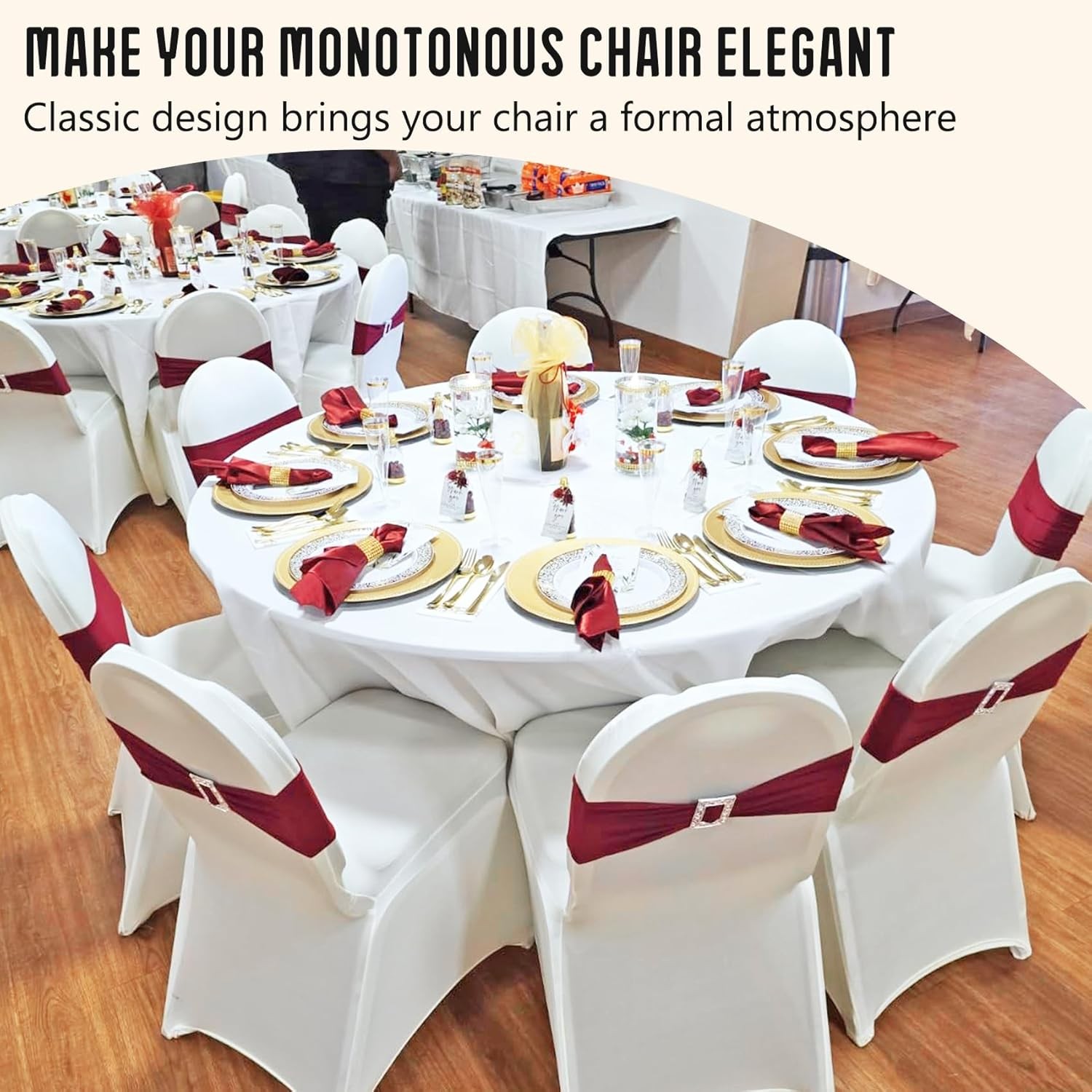 2 Pack White Stretch Polyester Spandex Chair Covers Universal Washable Removable