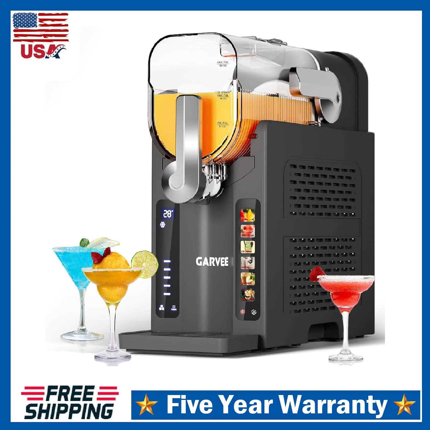 Slushie Machine 88oz Large Cold Frozen Drink Maker for Smoothies Margaritas Home
