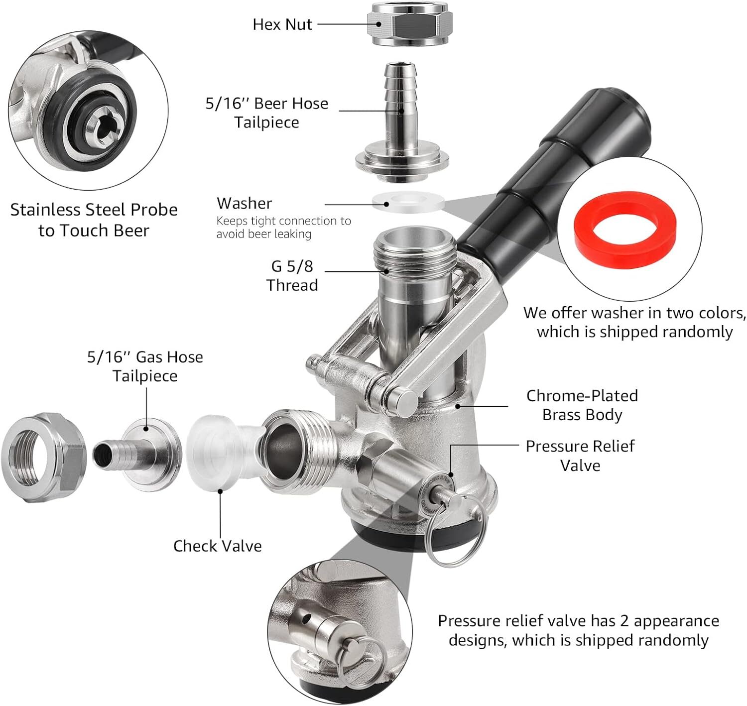 D System Keg Coupler With Pressure Relief Valve For Beer And Carbonation