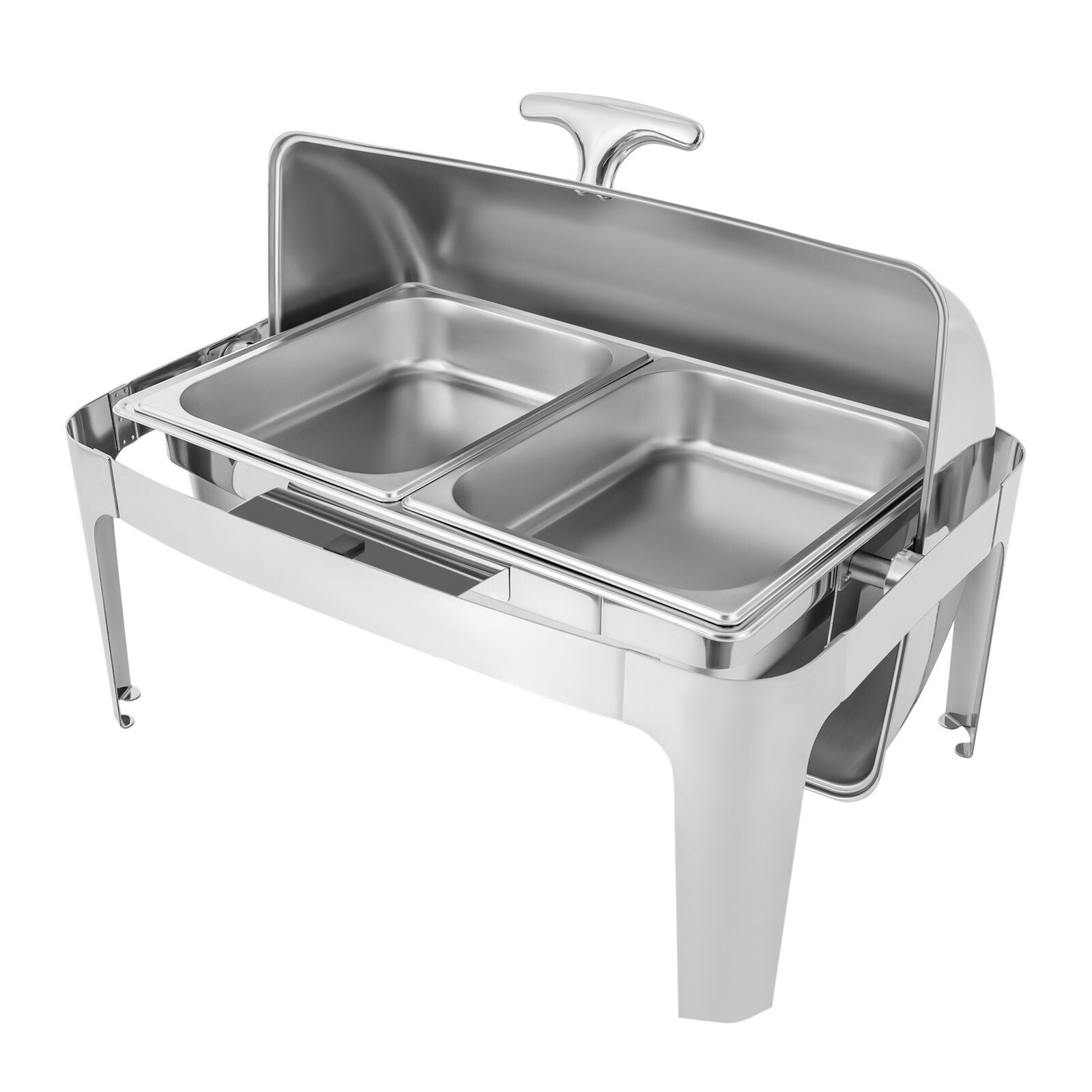 9.54QT Stainless Steel Chafer Buffet Chafing Dish Set Roll Top Food Warmer