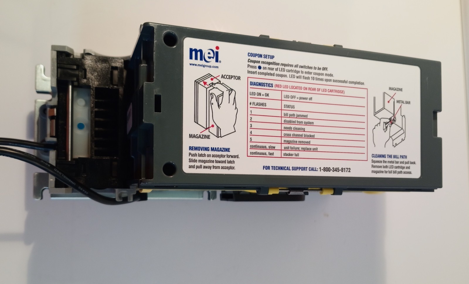 Mei Mars VN 2712 U5 Bill Validator Acceptor 250002380 24v $1 & $5 Bills 2712U5