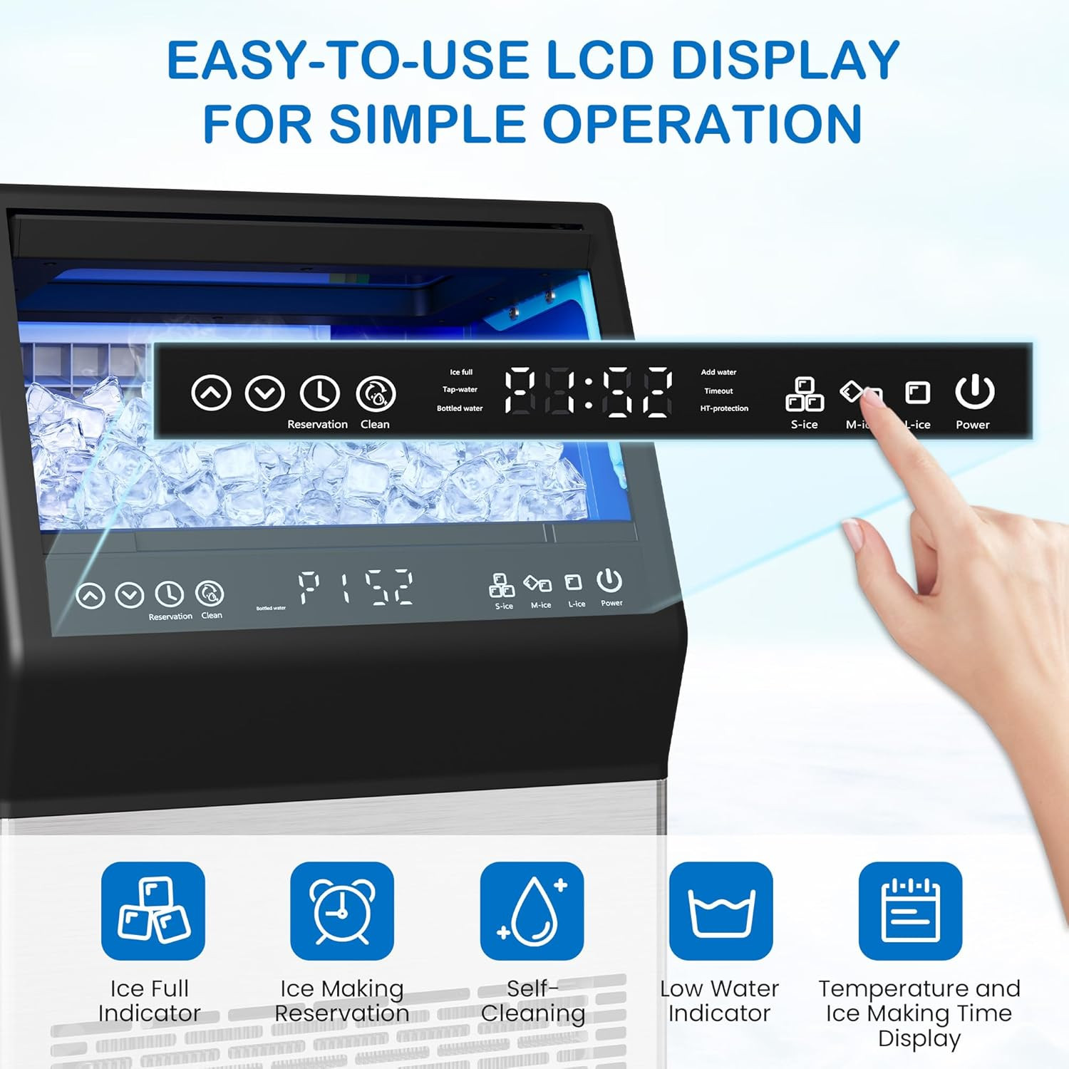 Commercial Ice Maker Machine, 110Lbs/24H Stainless Steel Undercounter Freestandi