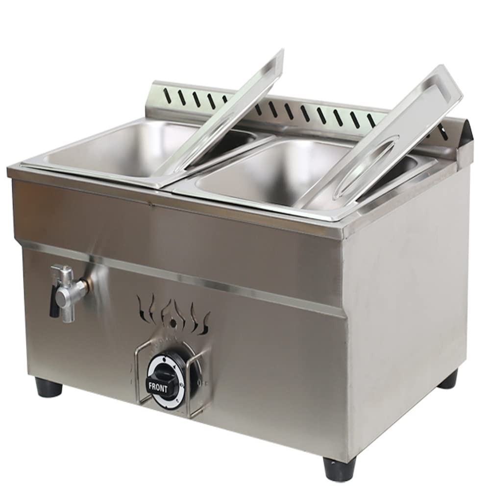 PreAsion 2 Pan Commercial Propane LP Gas Food Warmer, 13″ x 10.5″ x 4″