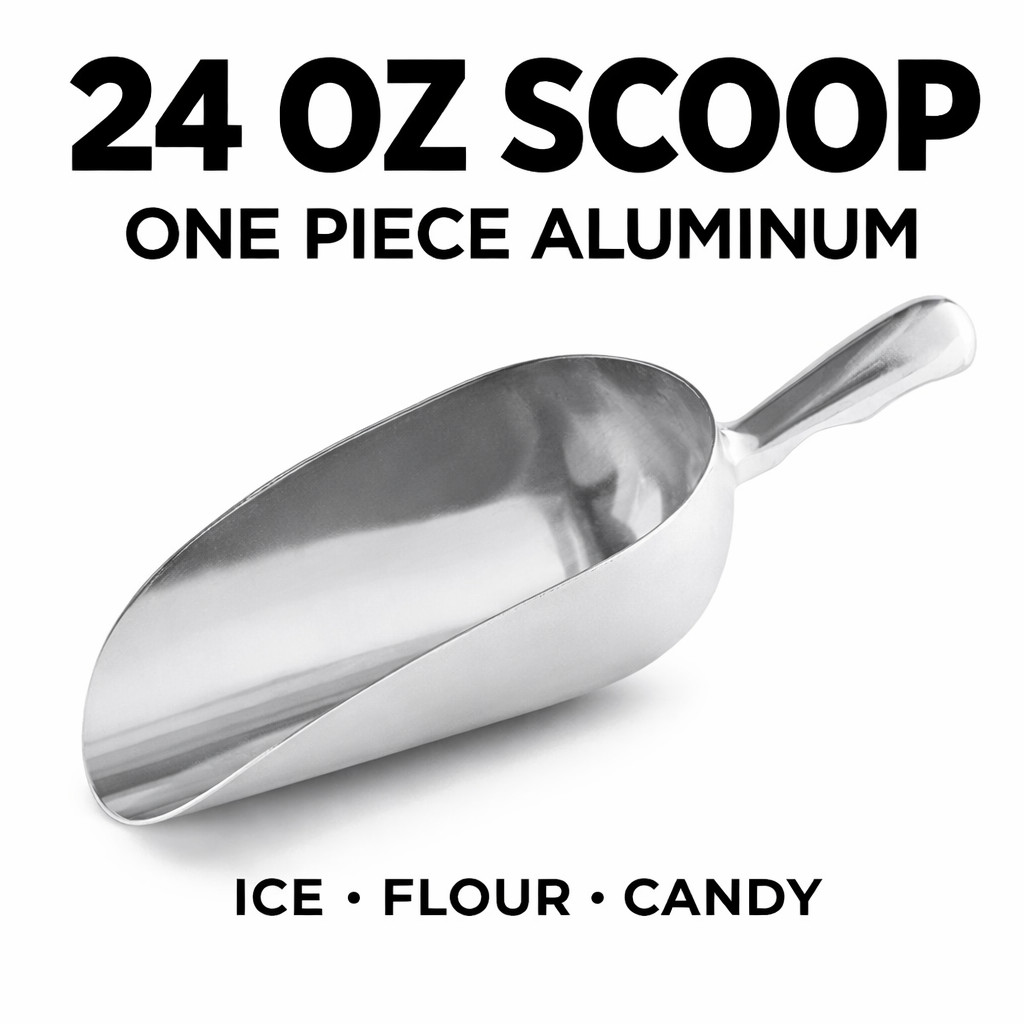 24 oz Aluminum Utility Scoop Ice Candy Flour Popcorn One Piece Commercial