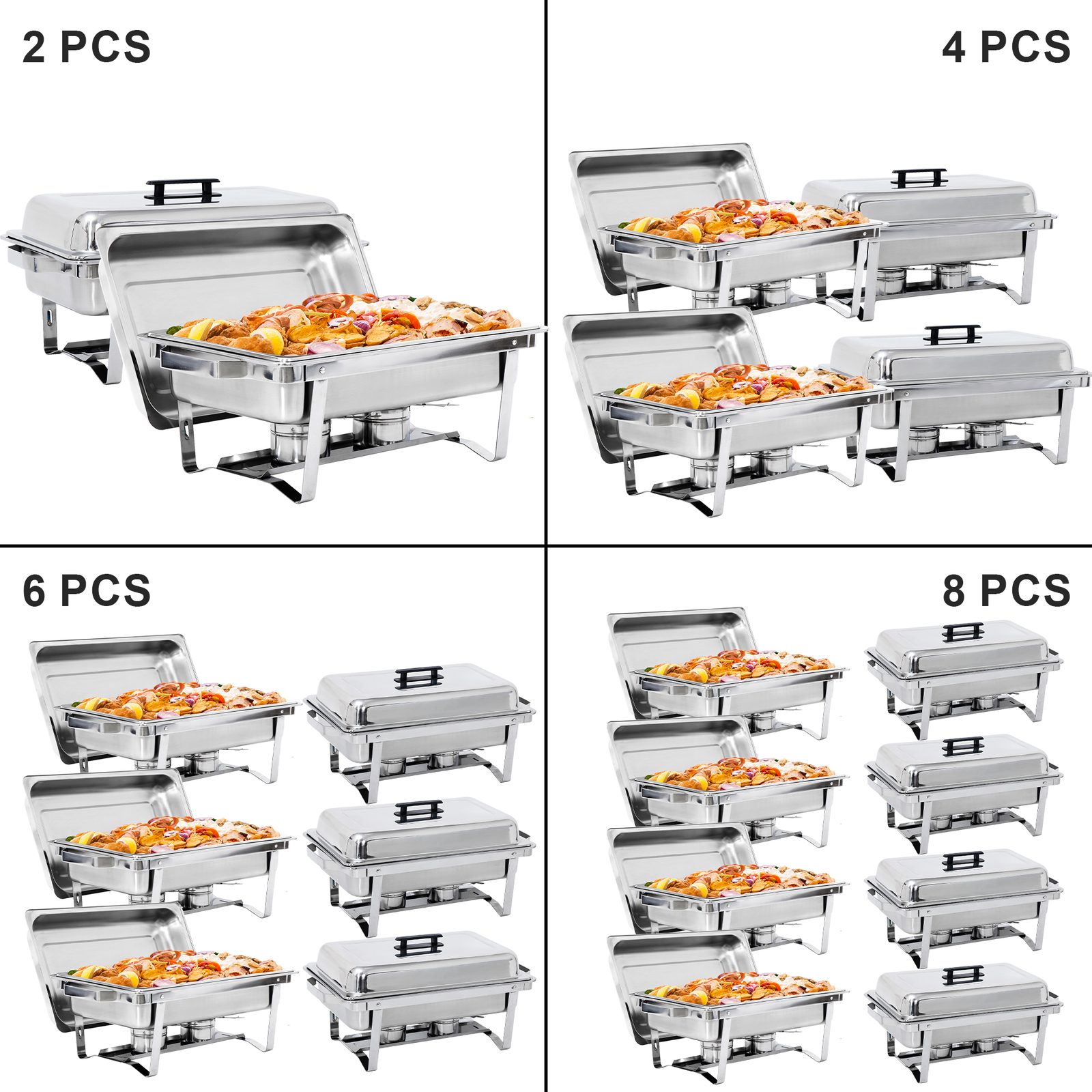 2/4/6/8X Stainless Steel Chafing Dish Buffet Trays Chafer Dish Buffet Trays 8QT