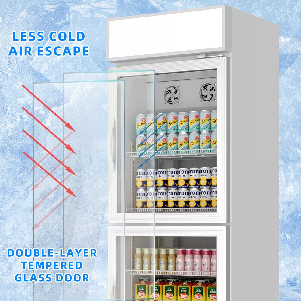 Commercial 2 Glass Door Merchandiser Refrigerator Display Cooler for Office Bar