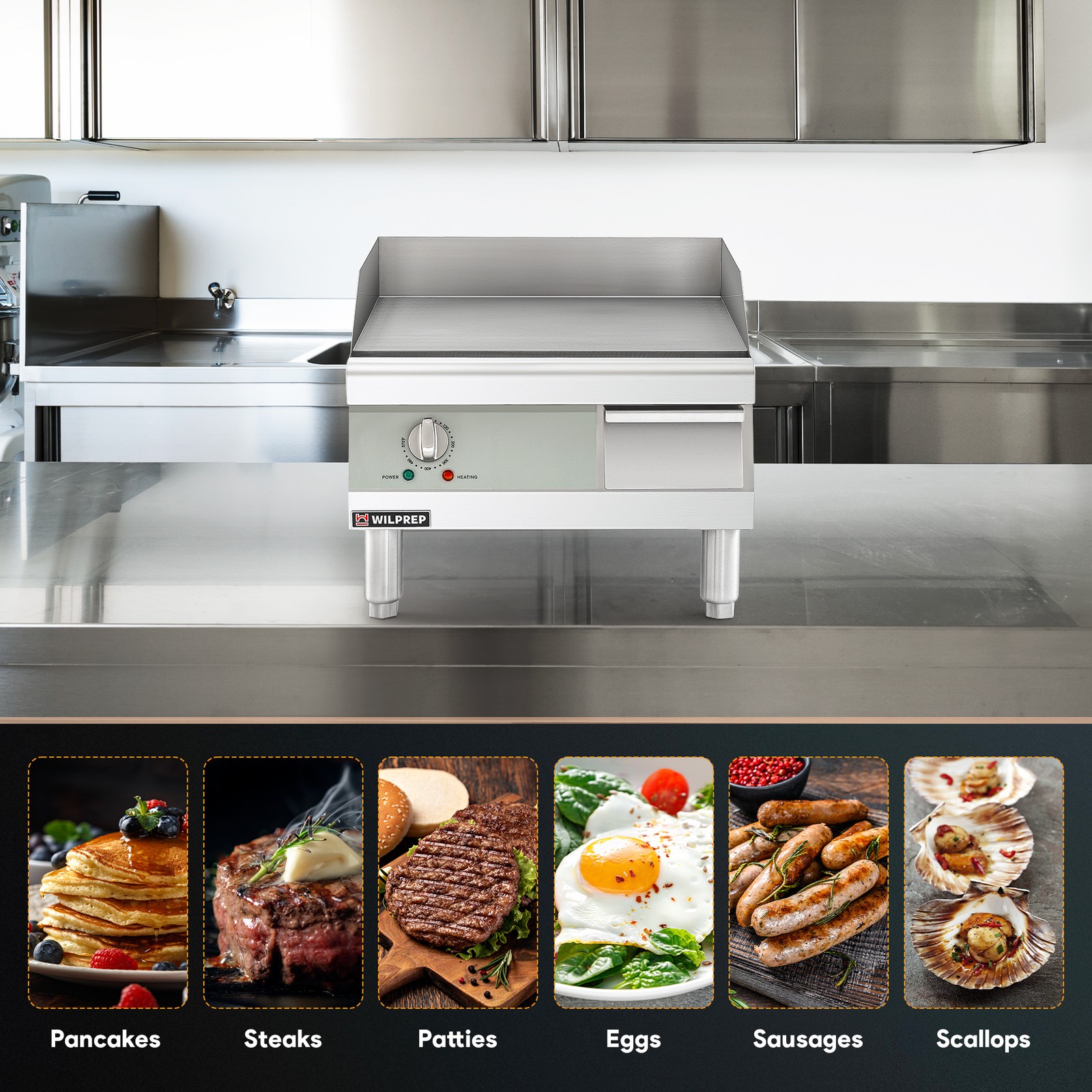 Wilprep 16″ Electric Countertop Griddle – 110V, 1750W, Used