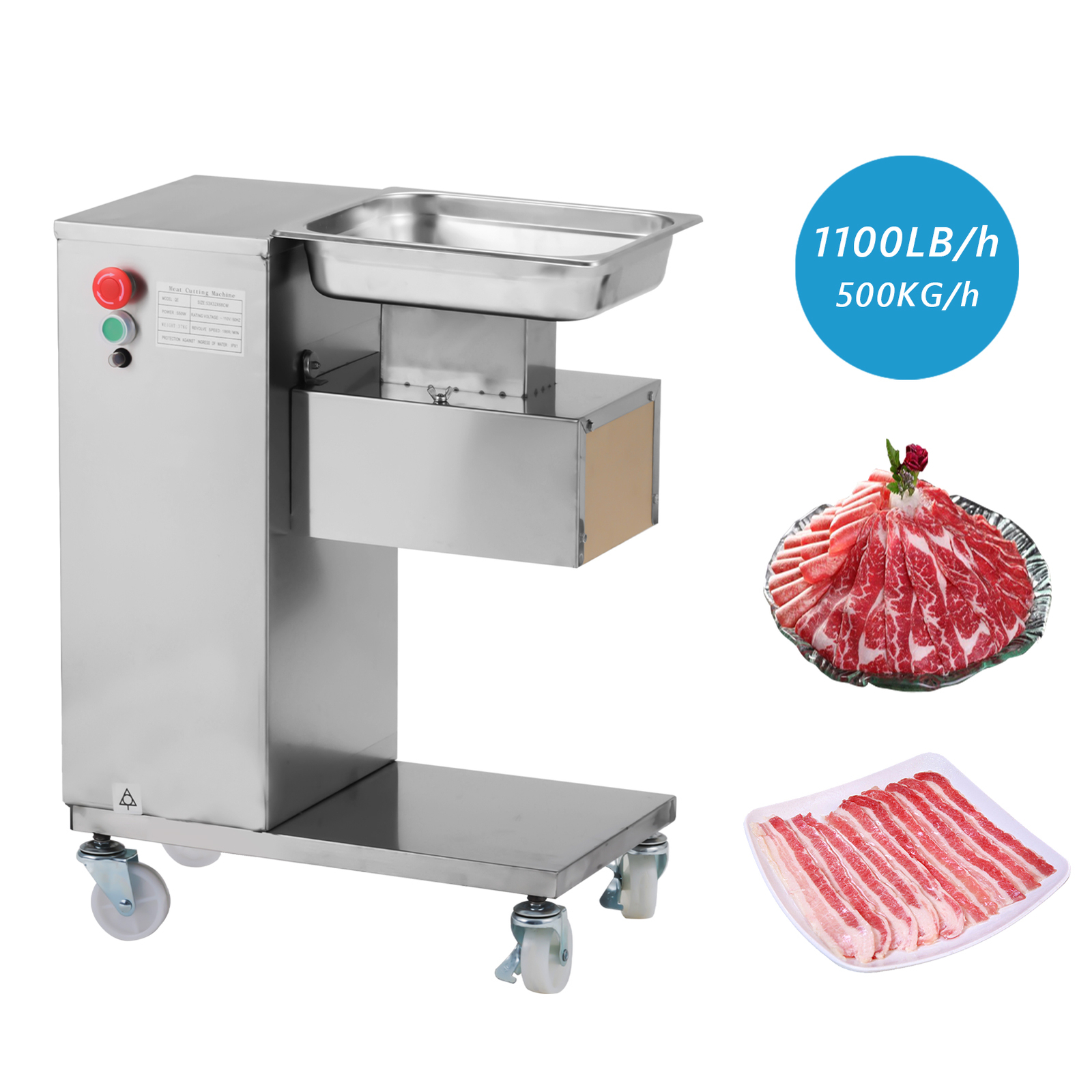 QE-500KG Output Meat Cutting Machine 110V Meat Cutter Slicer Stainless Steel