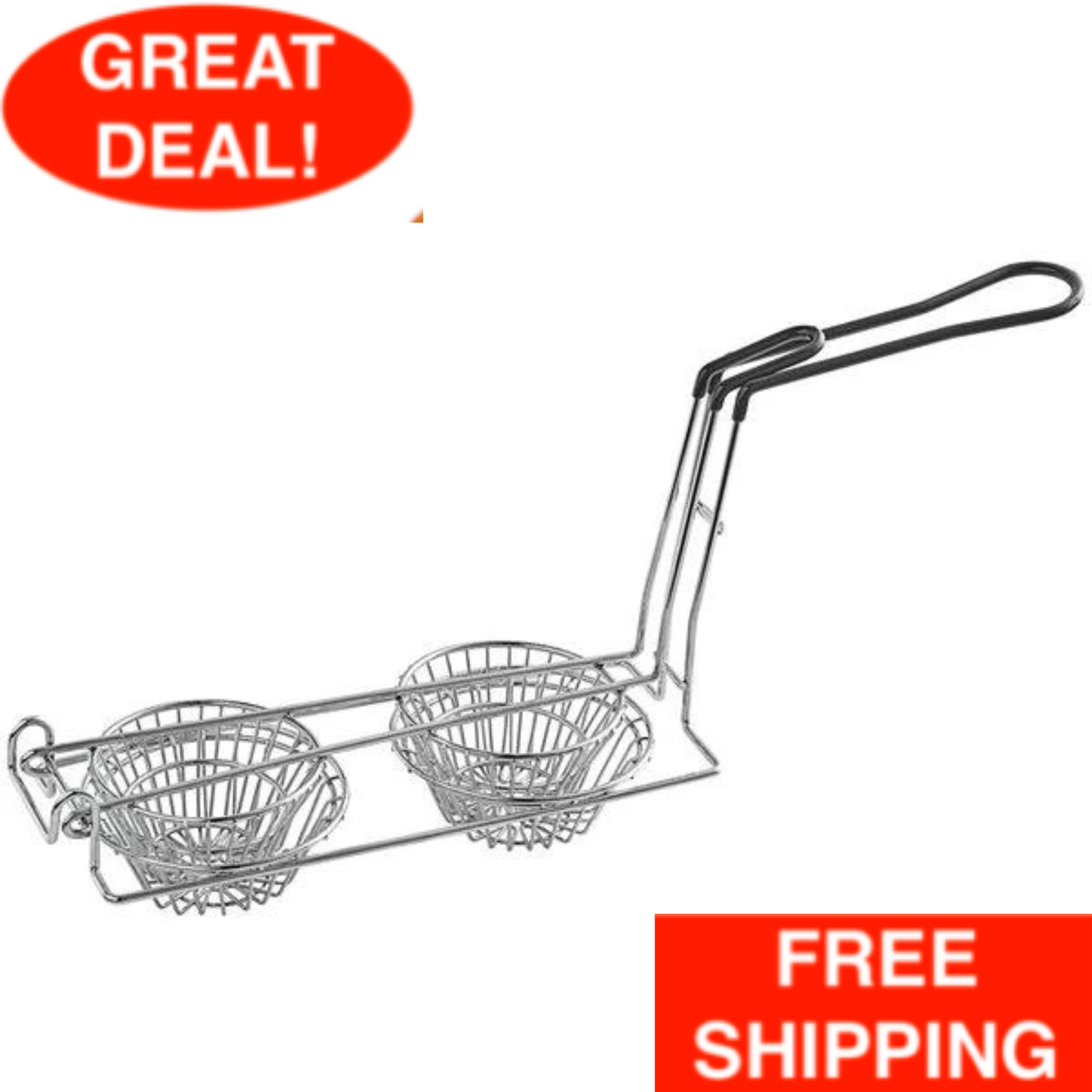 6″ Nickel-Plated Stainless Steel Tortilla Double Taco Cup Specialty Fryer Basket