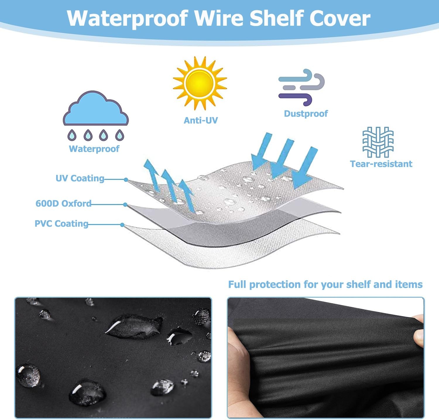 Rileytee Wire Shelf Coverheavy Duty 600D Dustproof Waterproof Shelf Covers For