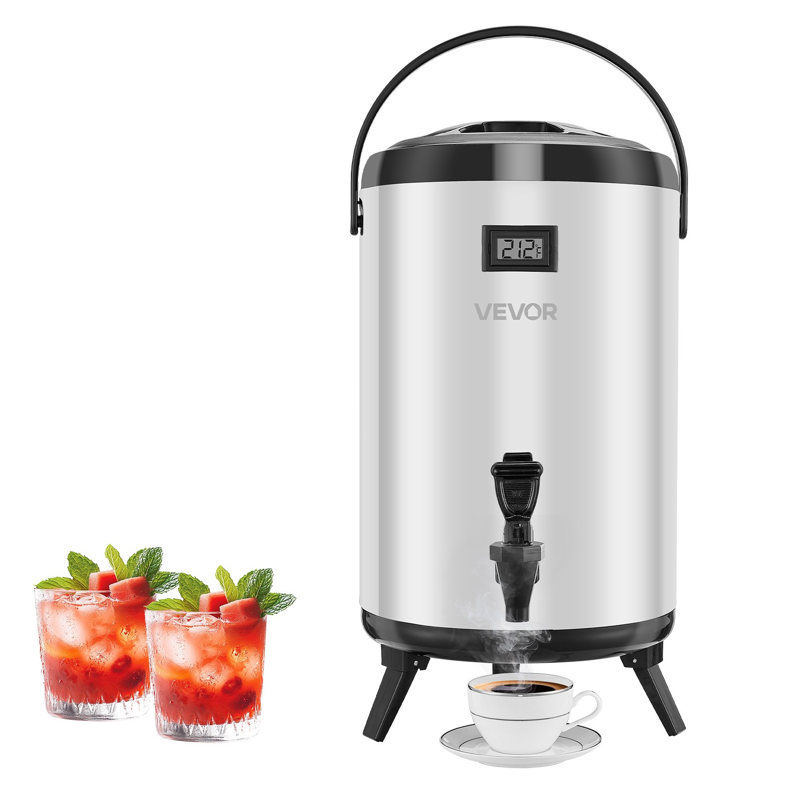 VEVOR Insulated Beverage Dispenser for Hot & Cold Drinks 3.2 Gal Stainless Steel
