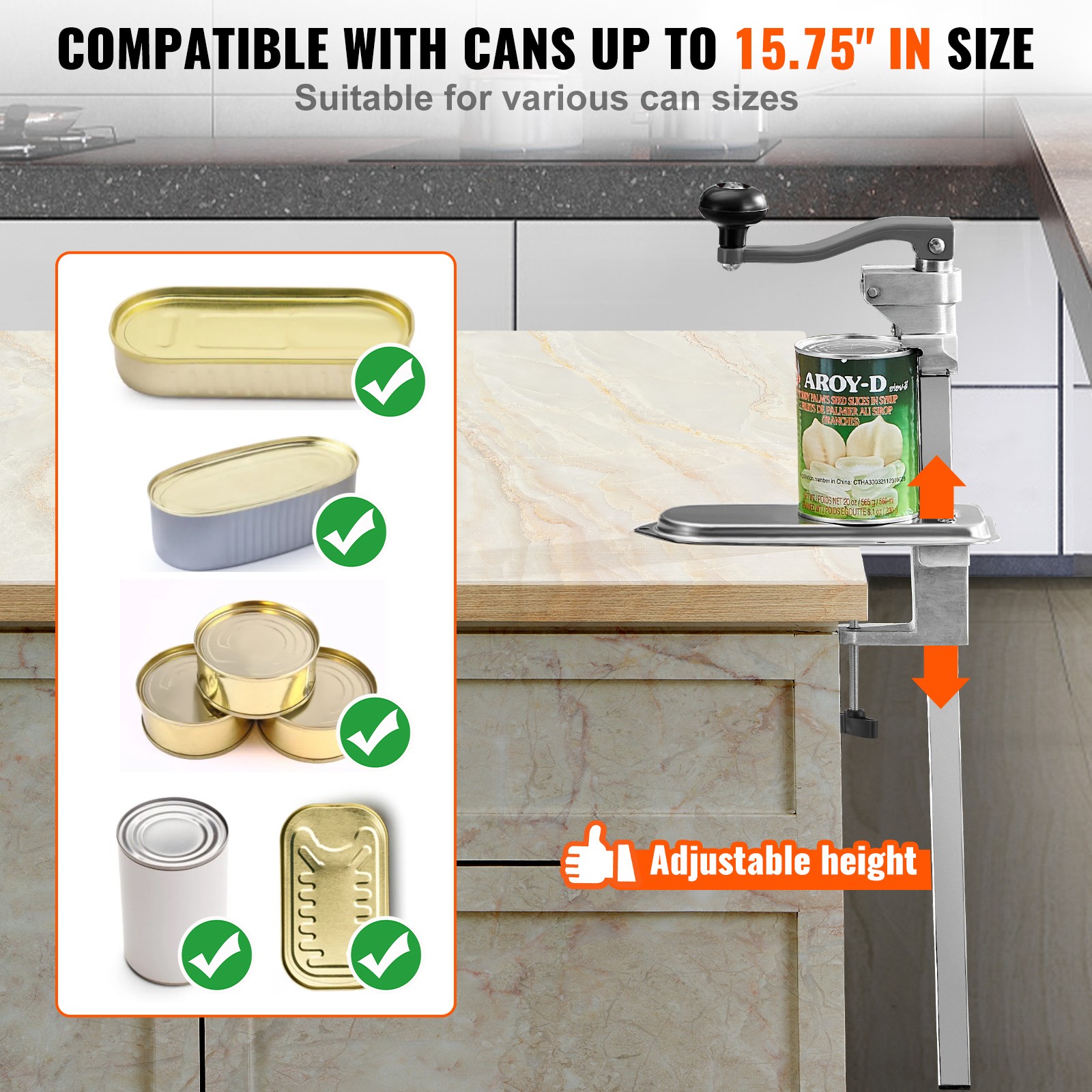 VEVOR Commercial Can Opener Heavy Duty Manual 15.75 in Can Opener Table Clamp