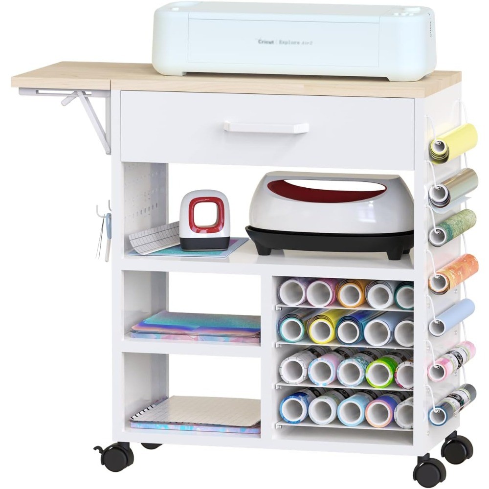 Heavy-duty manual cart with drawers and adjustable shelves