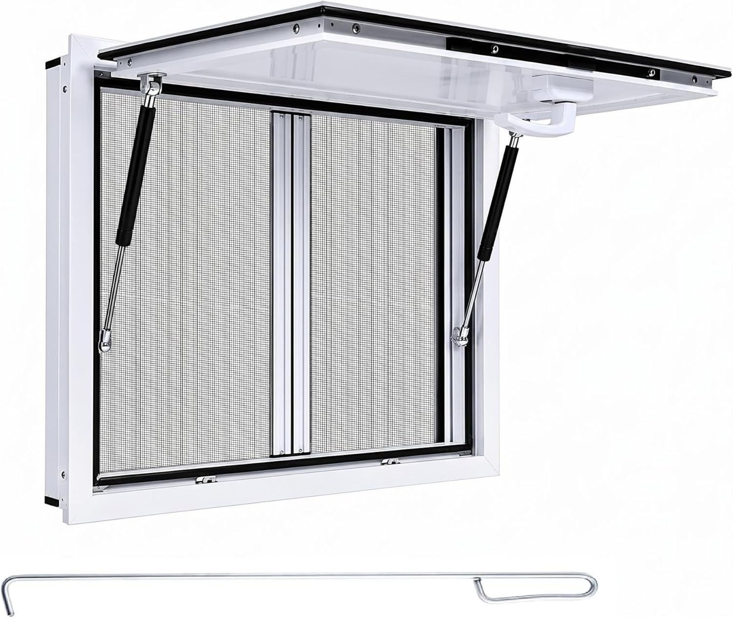 36″Wx24H»Concession Window for Food Truck Service Window with 2 Sliding Screens