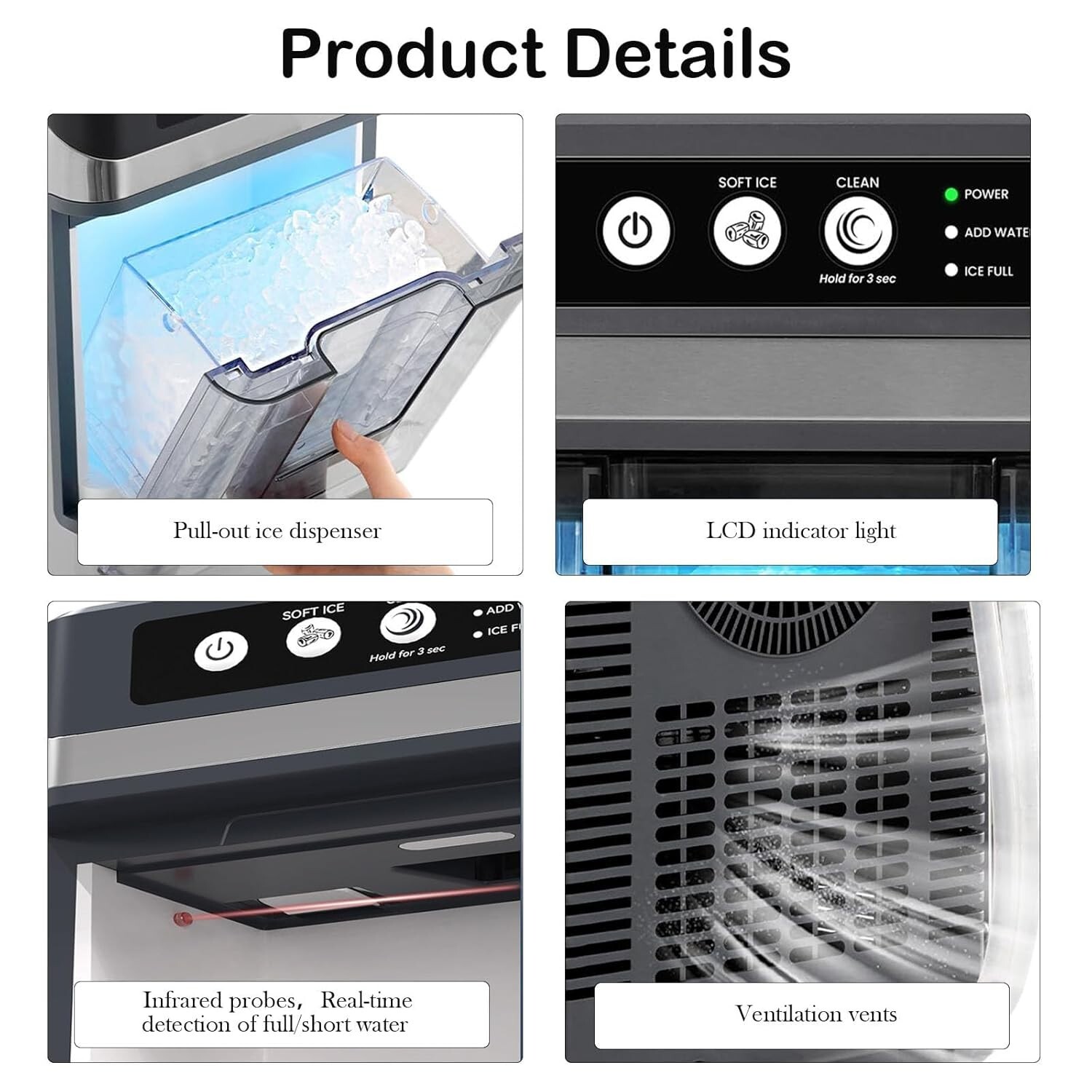 Large Capacity Ice Maker Countertop One-Click Operation Ice Machine for Home Bar