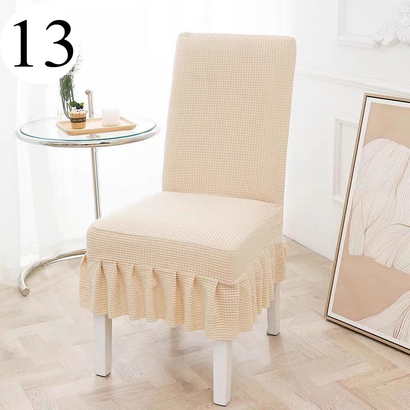 4pcs Universal Elastic Chair Cover One-Piece Chair Seatback Cover Pleated Trim
