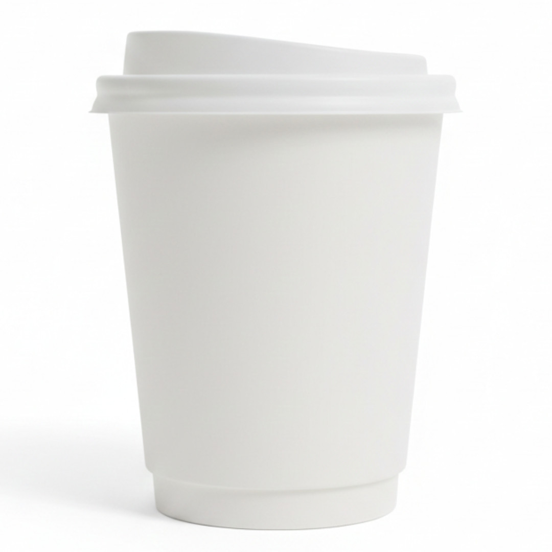Premium Double Wall Paper Cups with Lids | 8oz/White/Bulk 1000pcs