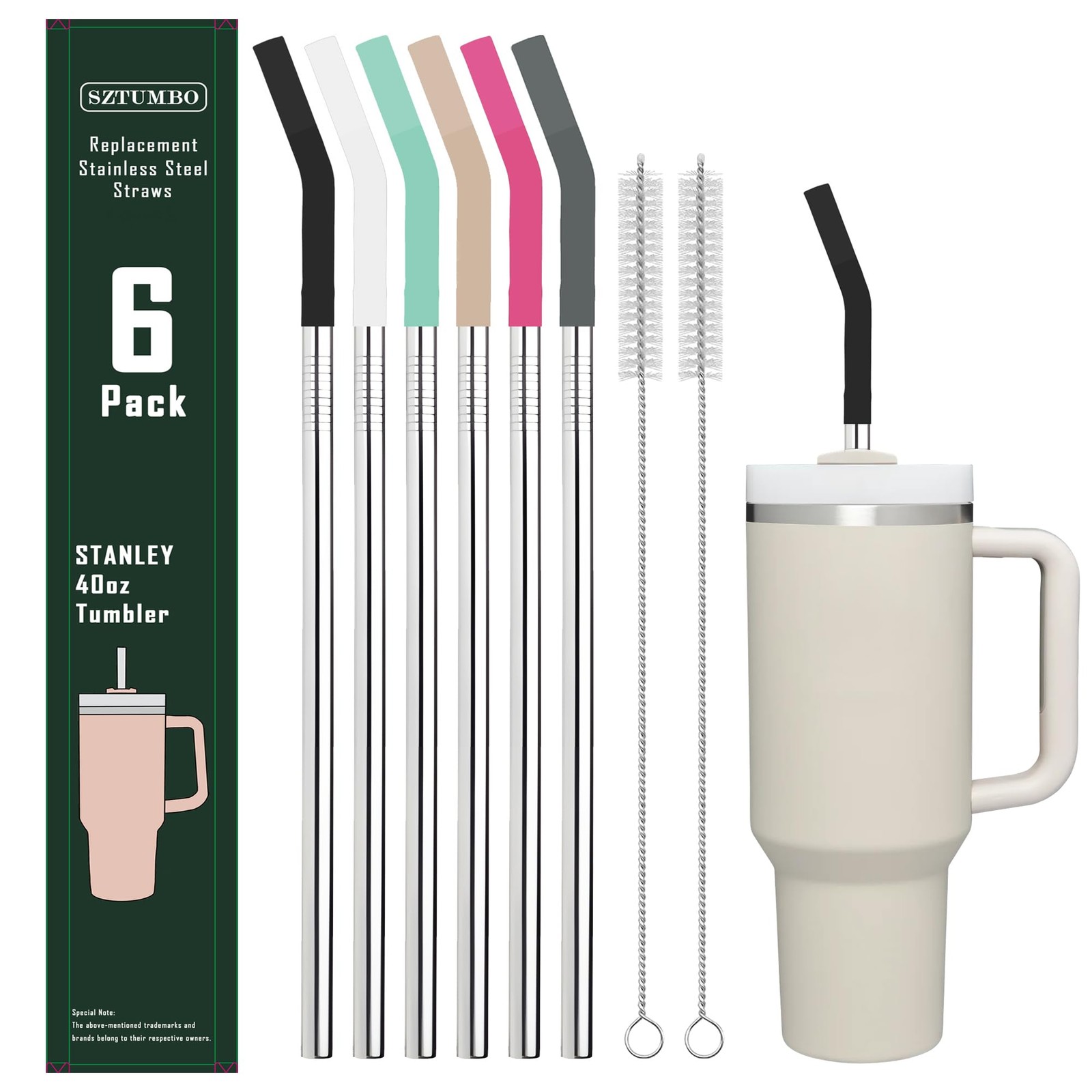 Sztumbo 6 Pack 12 Inch Reusable Metal Stainless Steel 12», Silver(G)