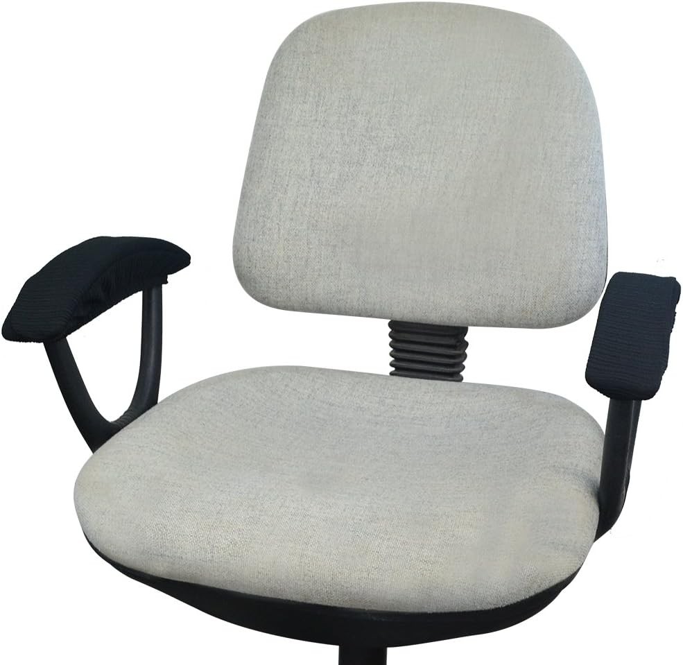 Black Polyester Elastic Stretch Chair Arm Covers, Machine Washable Office Chair