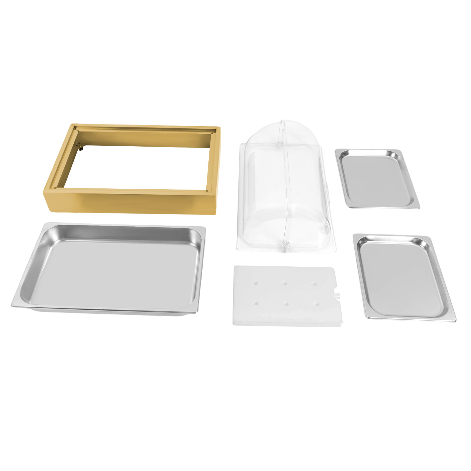 Dual Tray Buffet Food Serving Tray Modern Rectangular Tabletop Food Display Tray