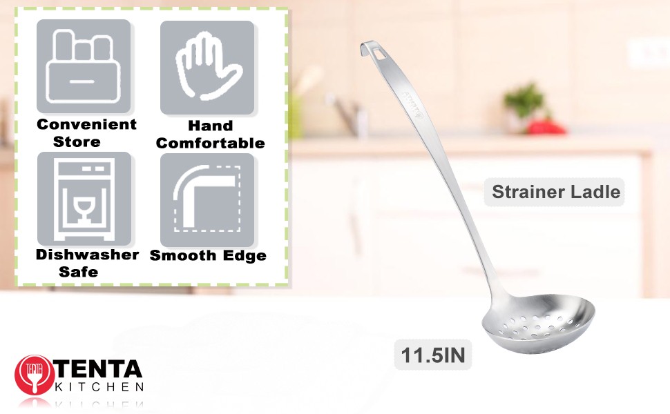 TENTA Kitchen Dia 9CM One Piece Stainl Steel Skimmer/Slotted