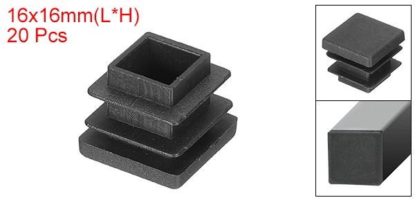 20Pcs 5/8″x5/8″ Plastic Tubing End Caps Square Hole Plug Insert Black