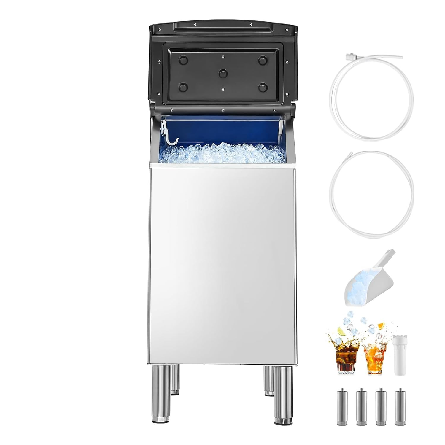 Commercial Ice Maker Storage Bin, 300 LBS Capacity Ice-Bin, Stainless Steel Comm