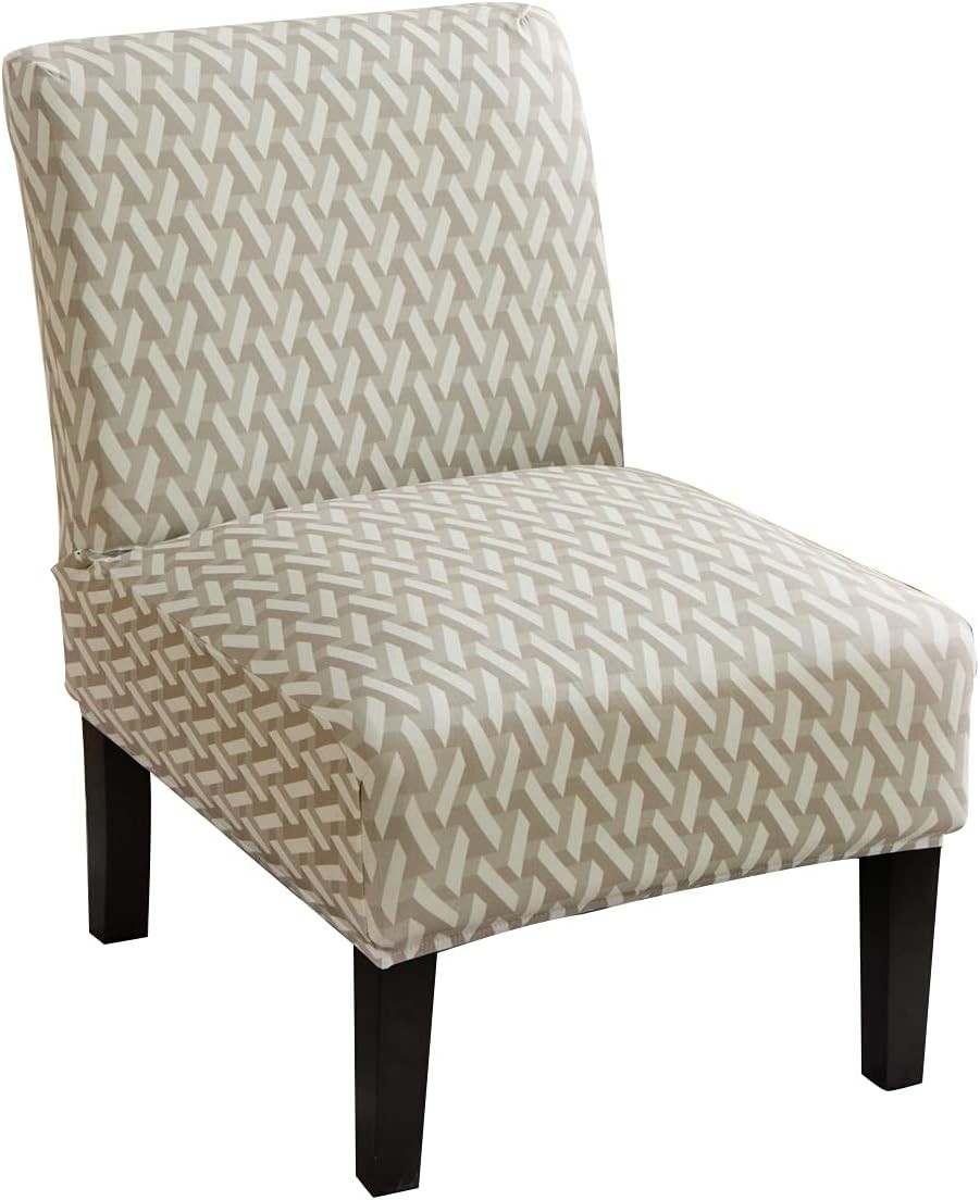 Armless Accent Chair Cover, Stretch Chair Slipcover Printed Slipper Chair Covers