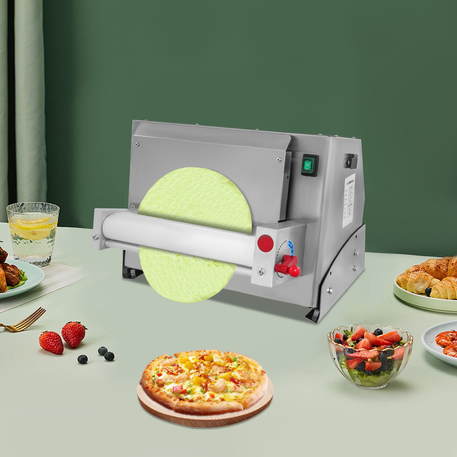1mm-5.5mm Automatic Pizza Press Shaping Machine Electric Pizza Dough Machine