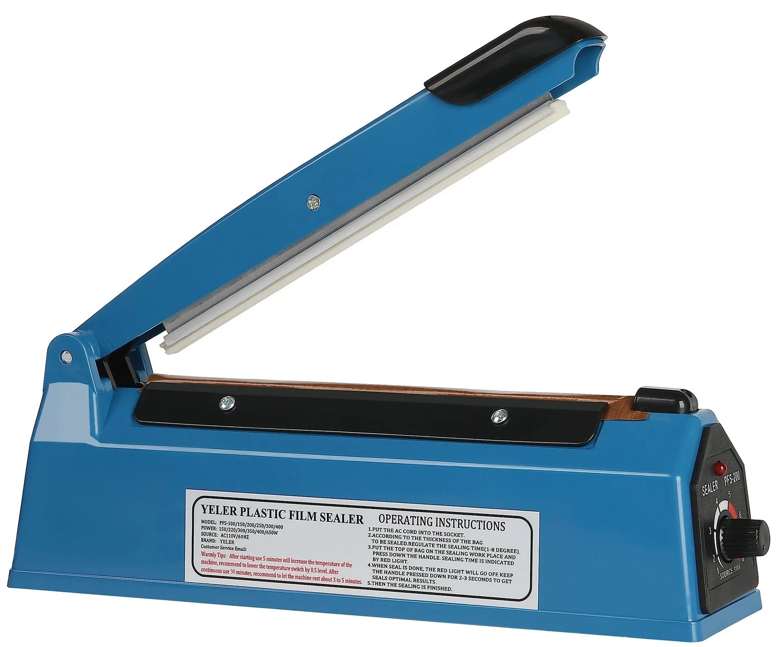 Yeler 8 Inch Impulse Heat Sealer, Manual Poly Machine for 8 inch, blue