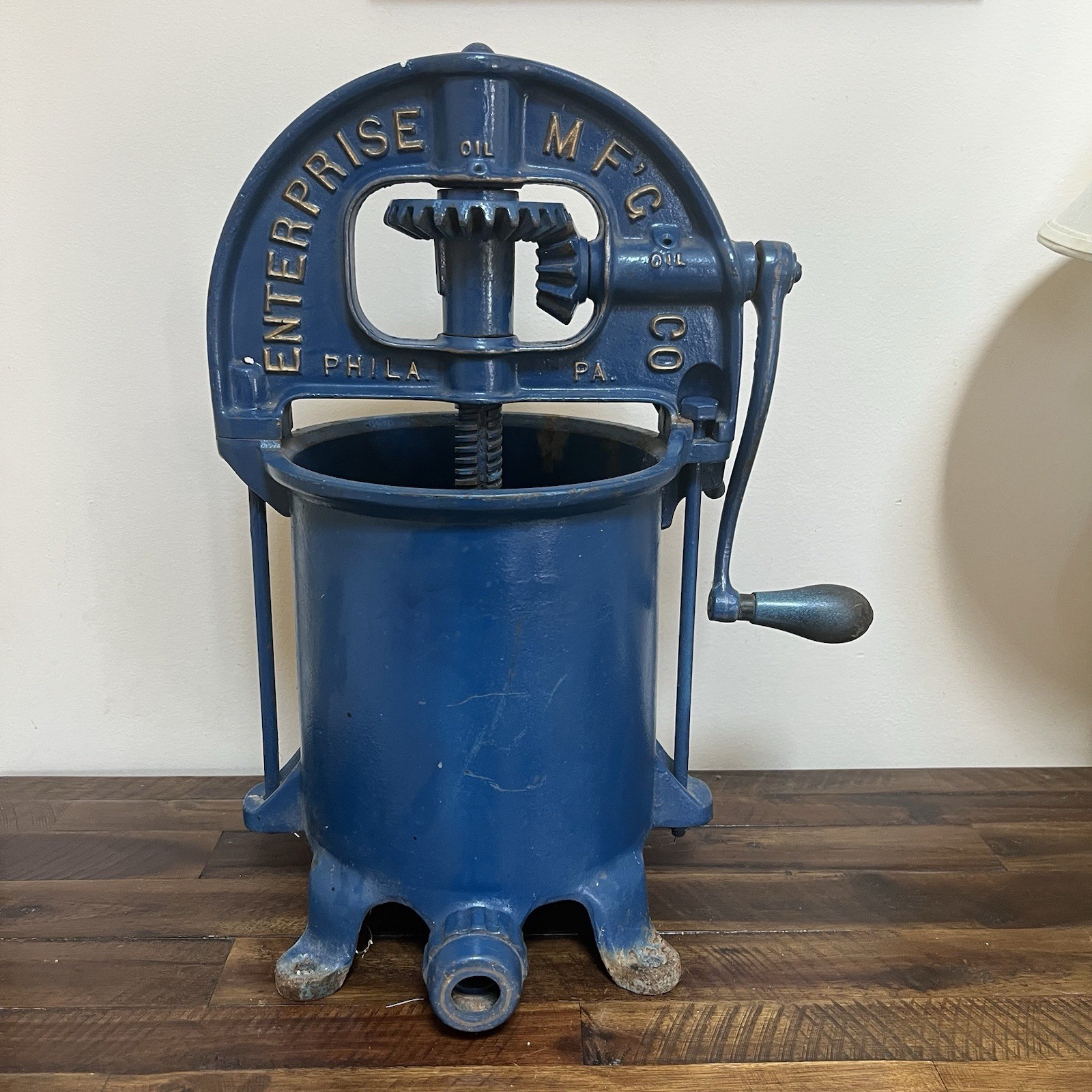 Enterprise Mfg Co Cast Iron Sausage Stuffer Fruit Press Blue Farmhouse Decor