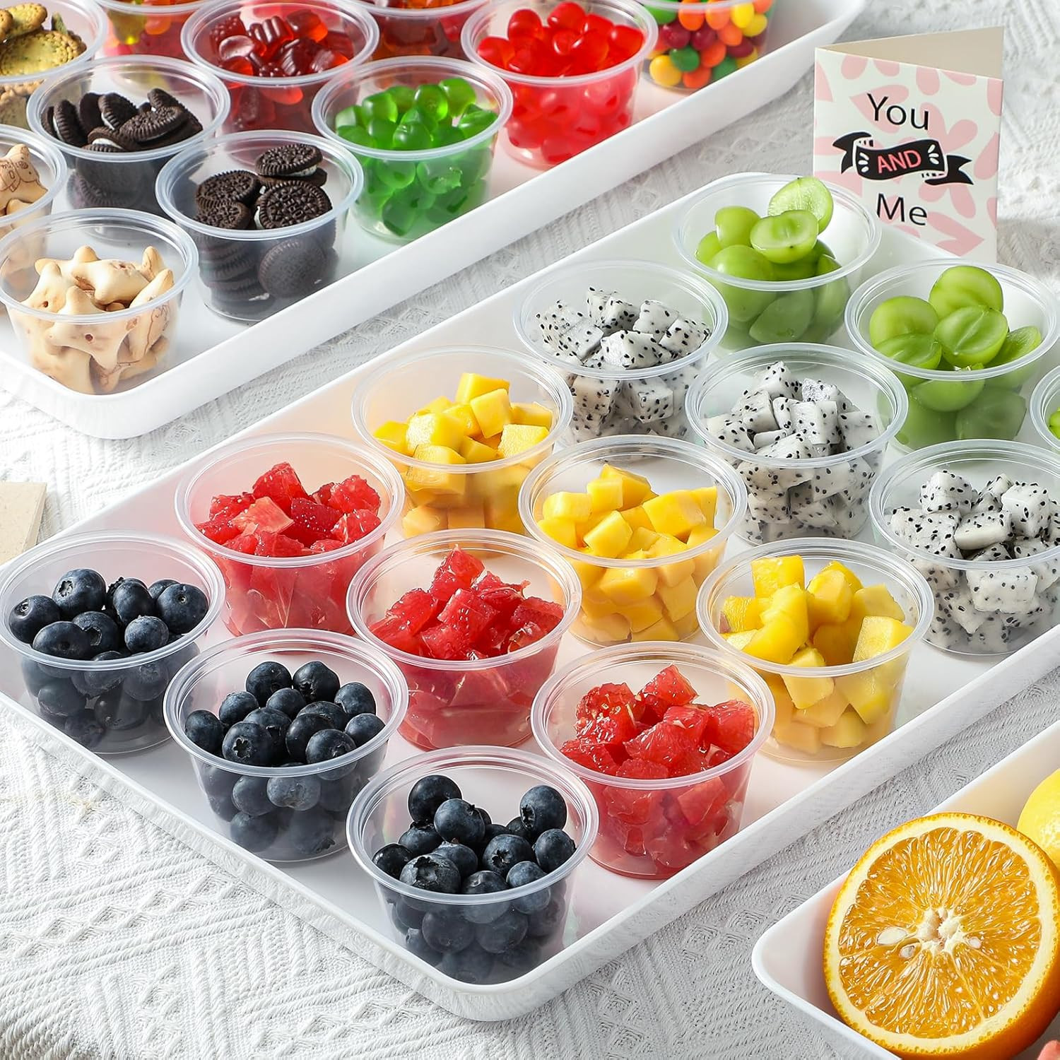 AOZITA 400 Set 4 oz Portion Cups, Jello Shot Cups with Lids, Disposable Plastic
