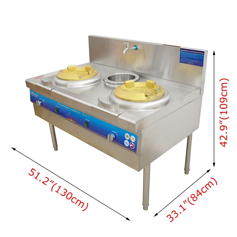 110V Commercial LPG Stove Liquefied Petroleum Gas Stove Natural Gas Cooktop