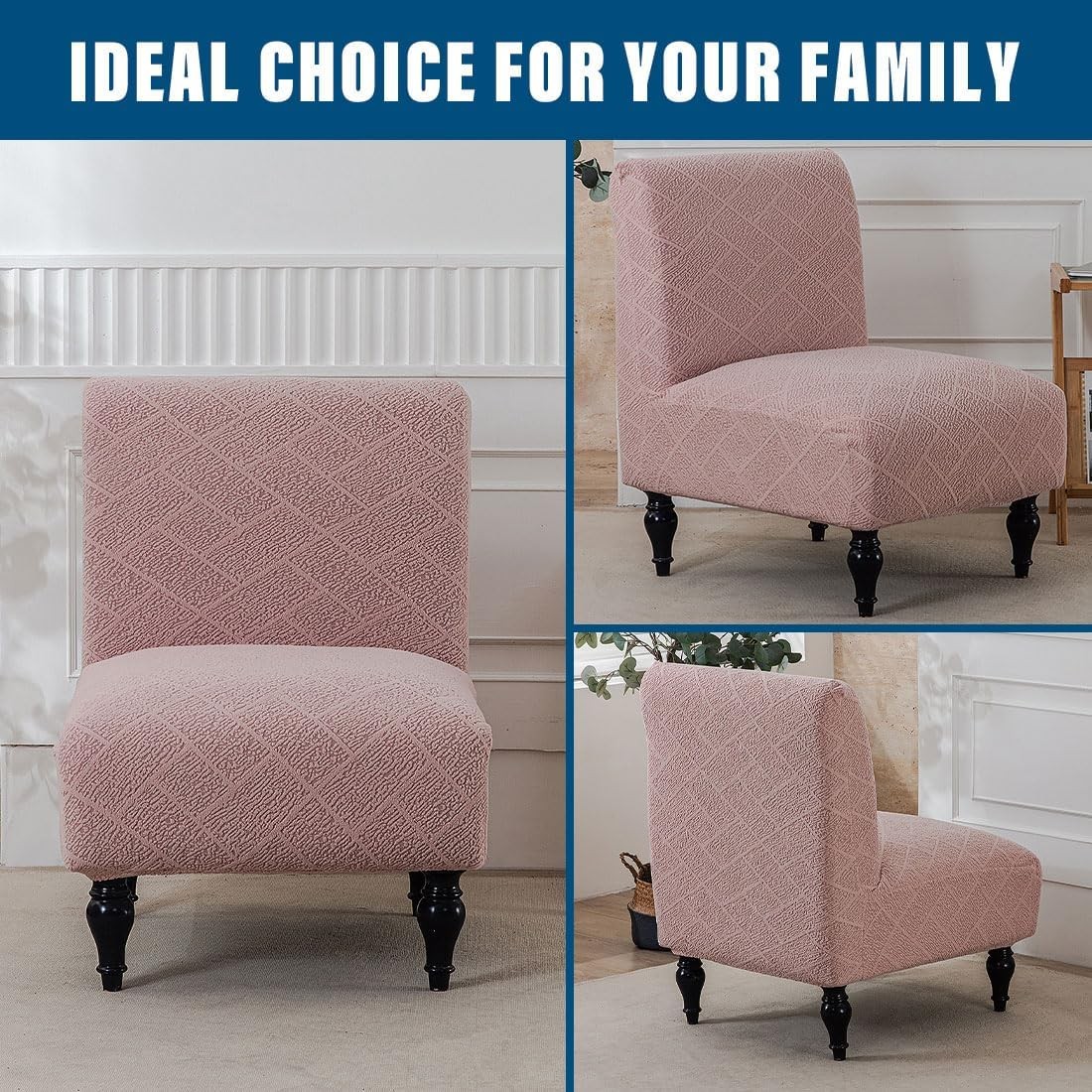 Armless Accent Chair Cover Stretch Slipper Chair Cover Without Arms Jacquard