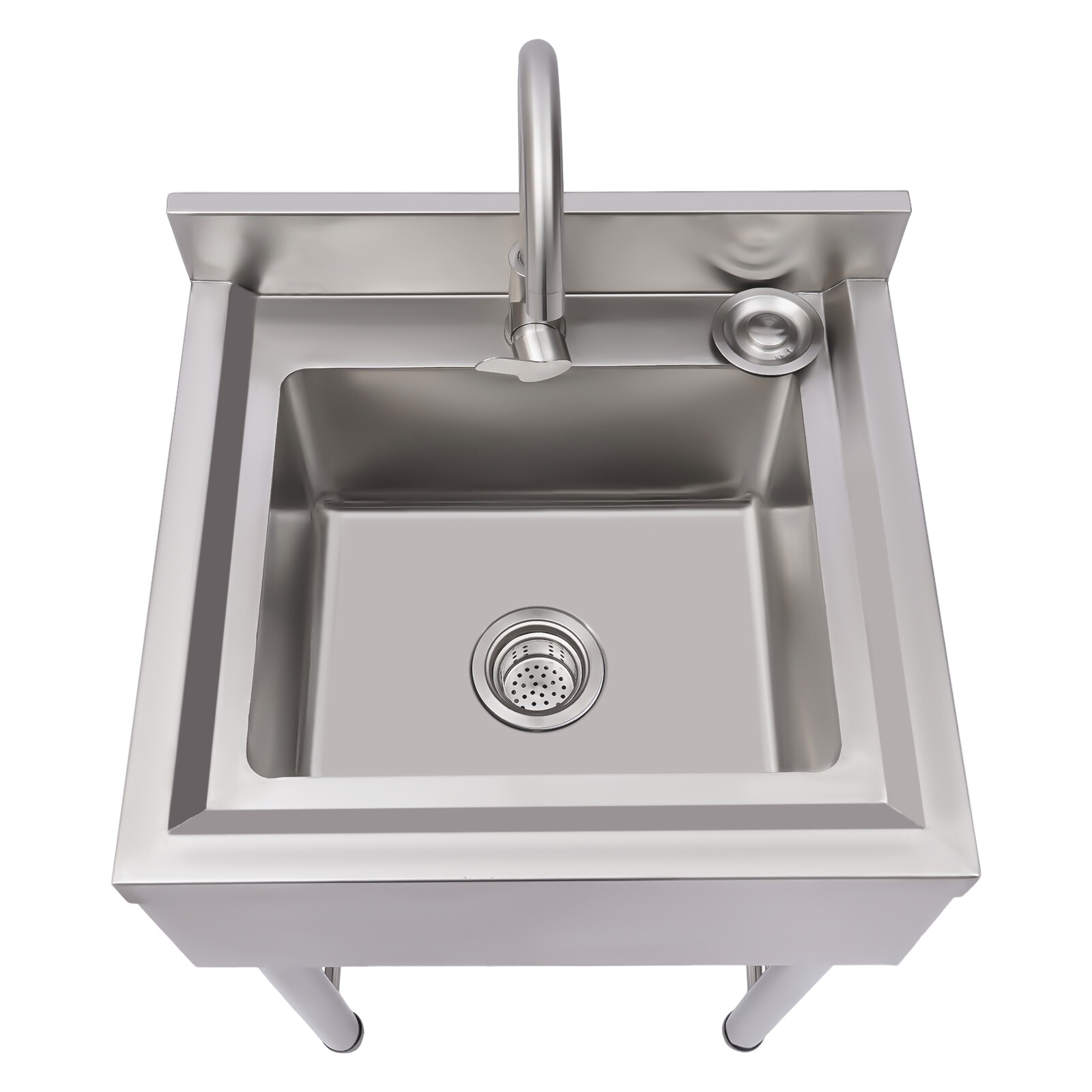 Commercial Stainless Steel Utility Sink with 360° Faucet & Large Capacity