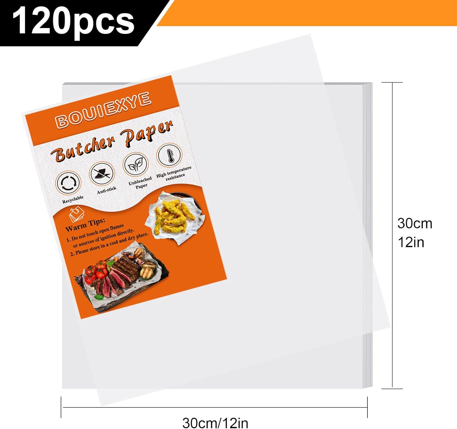120 Pieces White Butcher Paper for Sublimation No Wax Precut Square 12 X 12 Inch