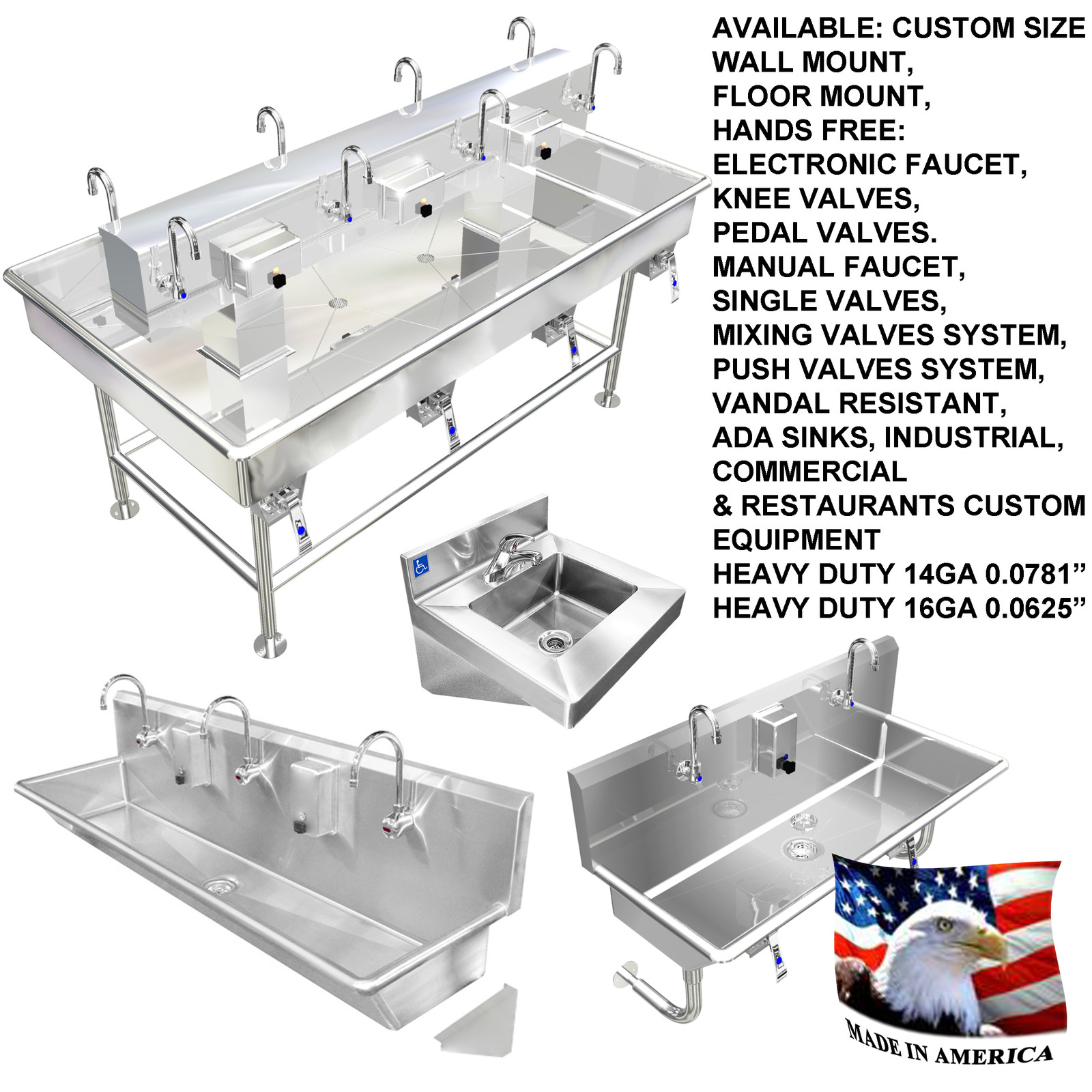 POT SINK 72″X30″ ONE BOWL (TUB) 24″X24″X14″DEEP HEAVY DUTY 16GA MADE IN AMERICA