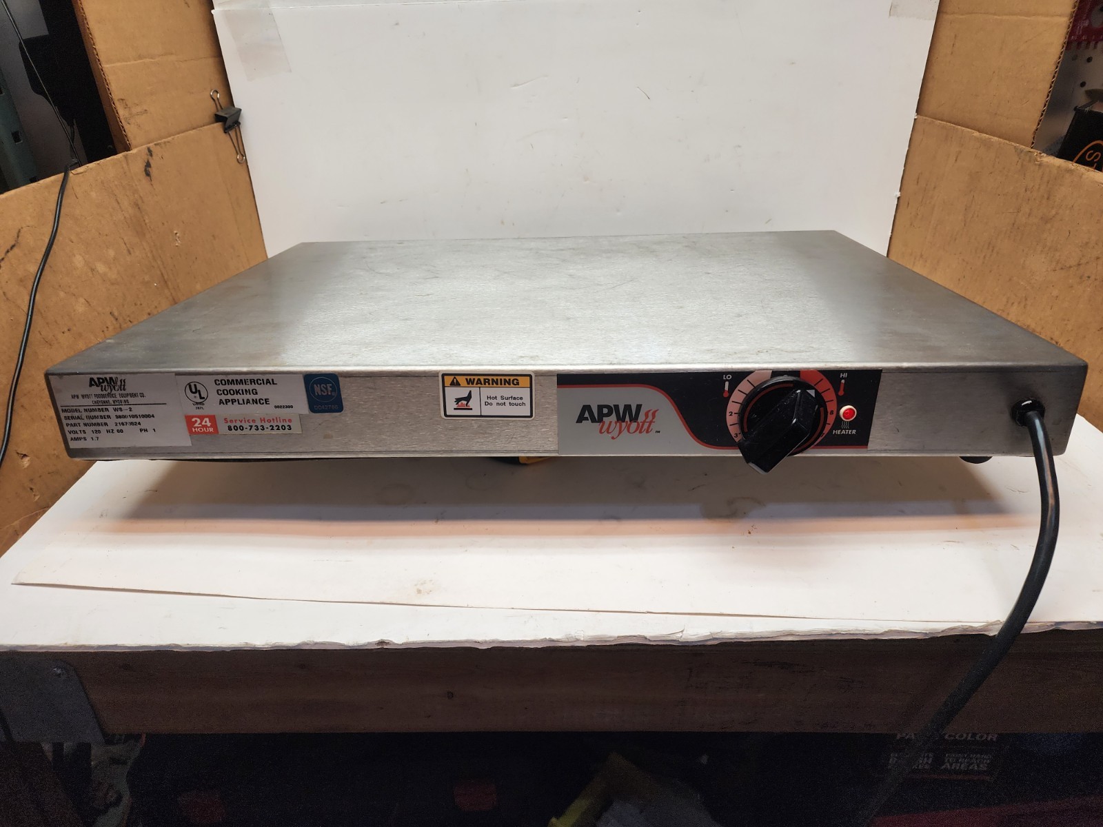 APW Wyott WS-2 stainless Steel Heated Shelf Food Warmer 115v