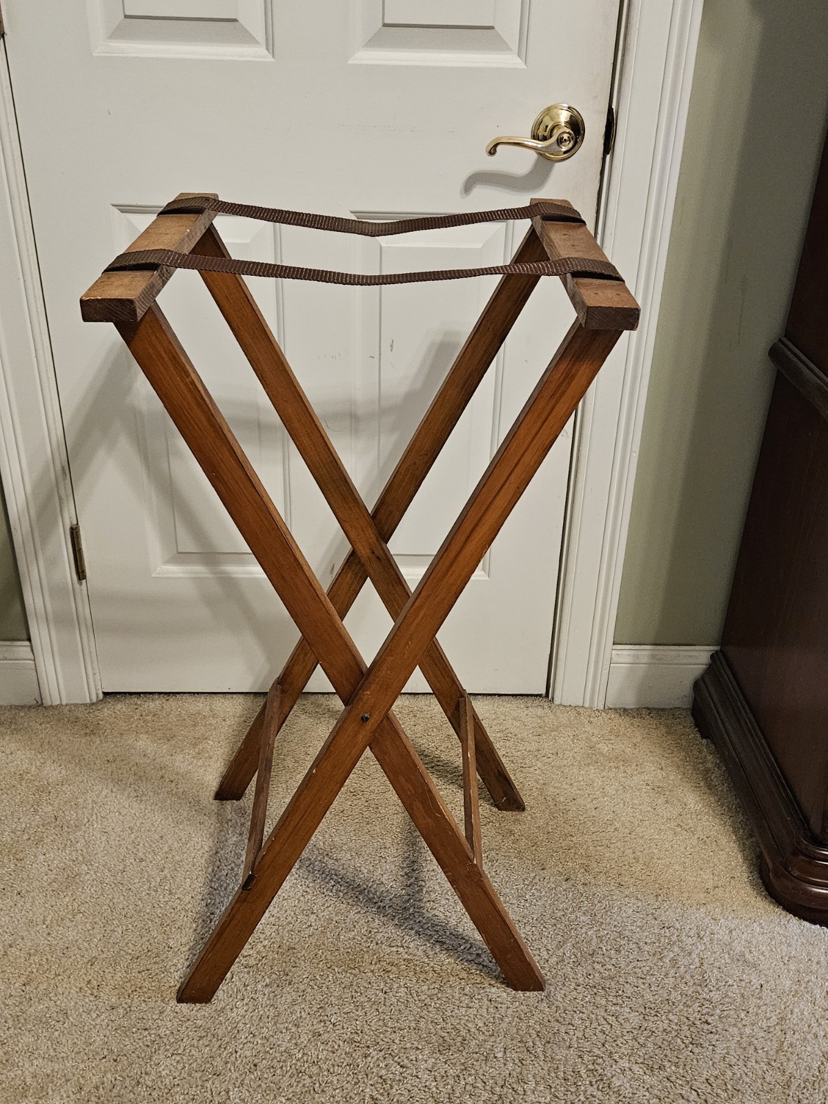 Vintage Restaurant Waitress Folding Server’s Tray Stand in Walnut Finish 38″