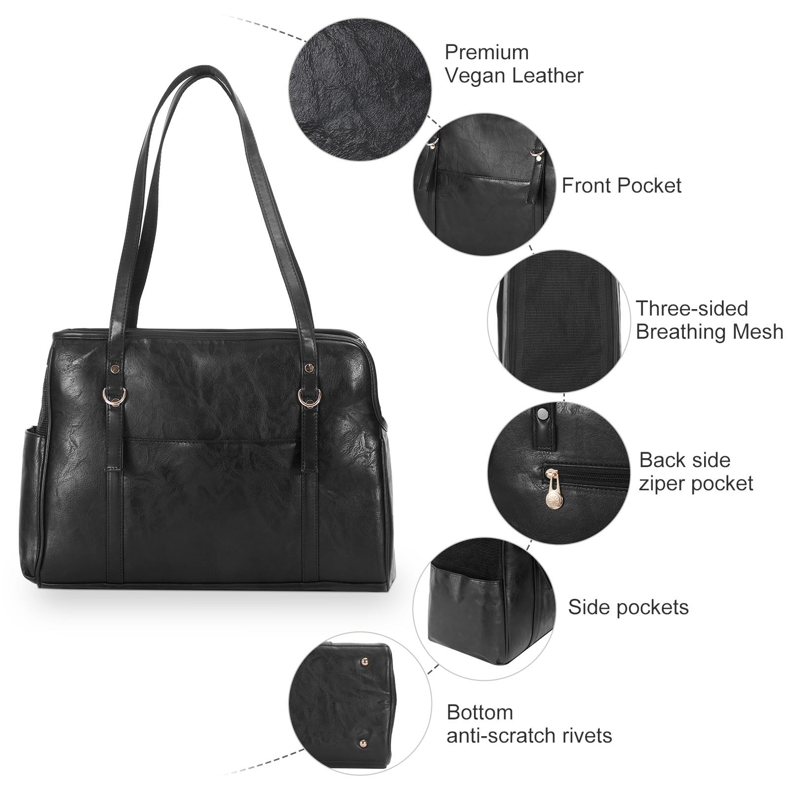Dog Carrier Purse, Fashion Leather Pet Carrier with Pockets, Airline Approved…