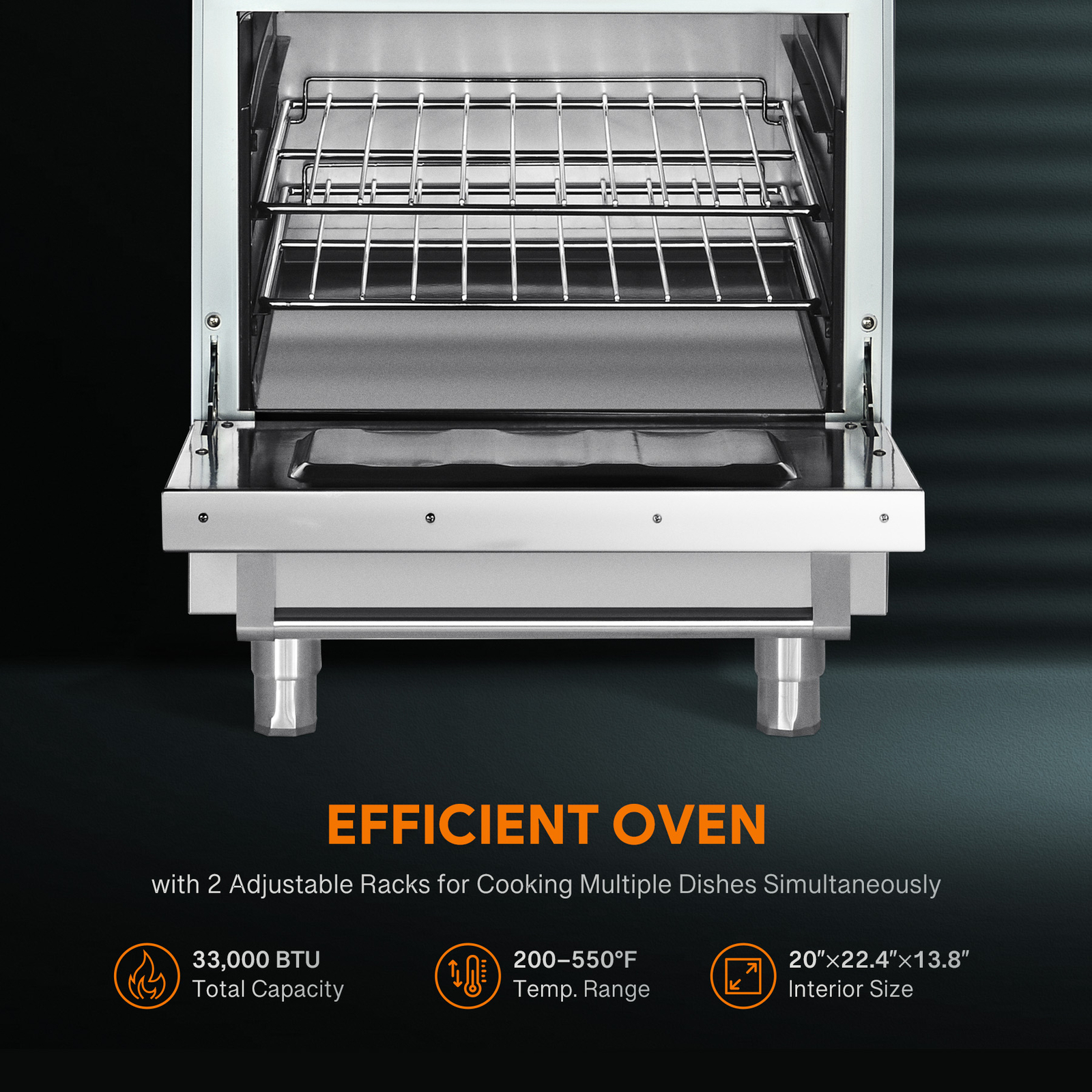 WILPREP 24″ Commercial Gas Range + Oven 4 Burners 153000 BTU Capacity NG & LP