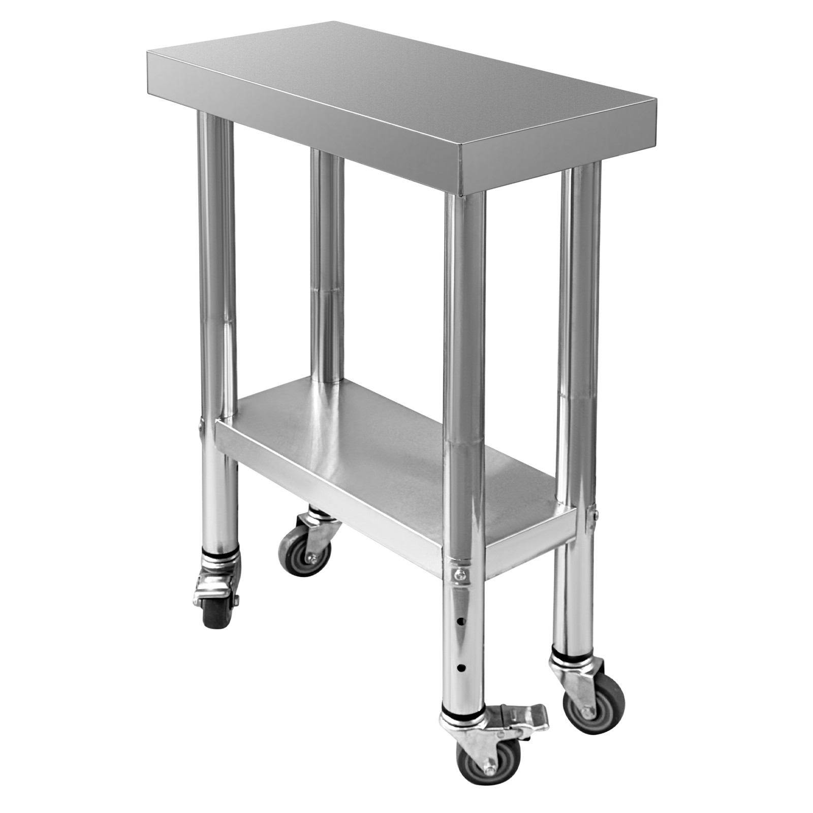 New Table with 4 Casters Stainless Steel Work Table 24 x 12 x 32 Inch