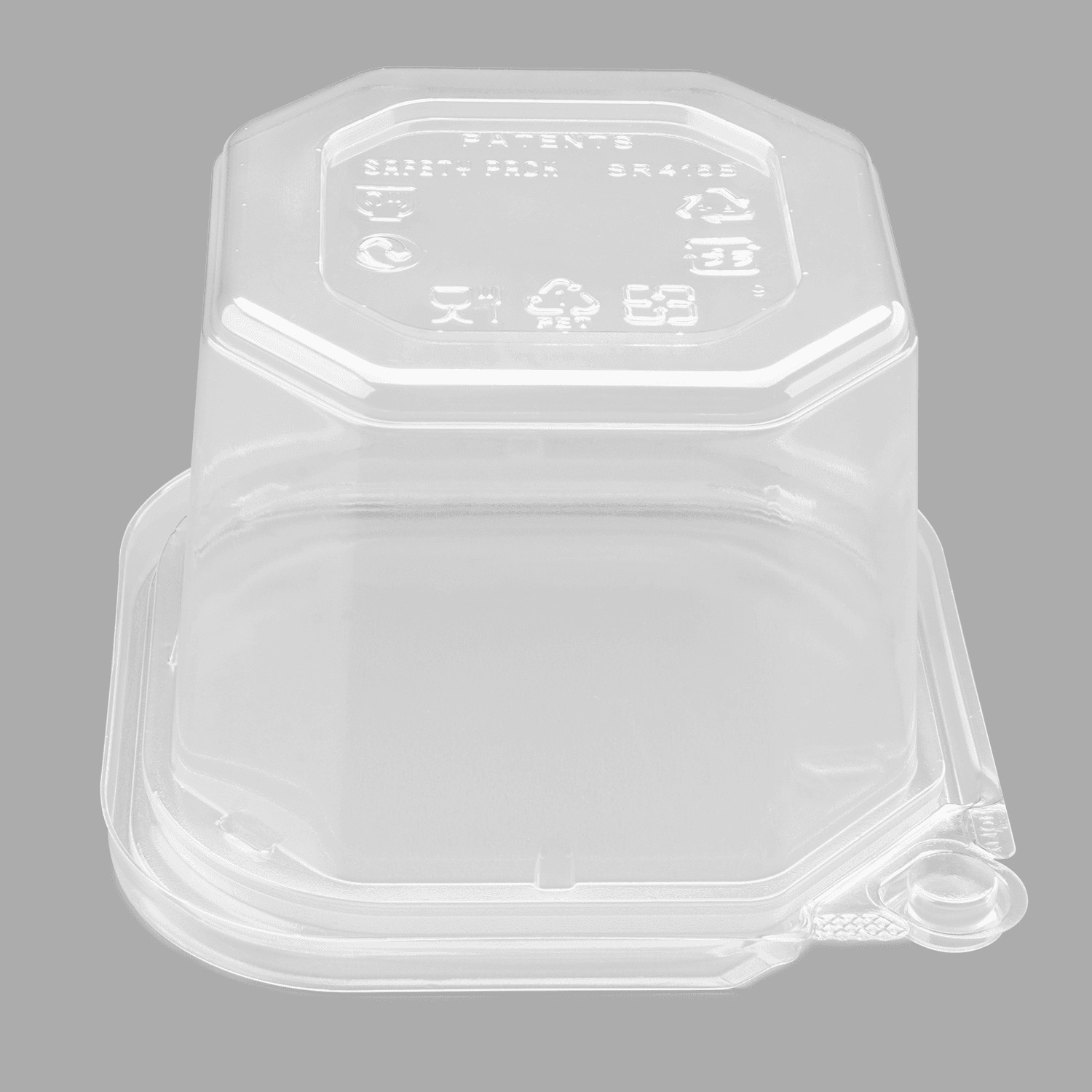 Karat 16oz PET Tamper Resistant Square Container, Clear – 400 pcs, TR-SC16PET