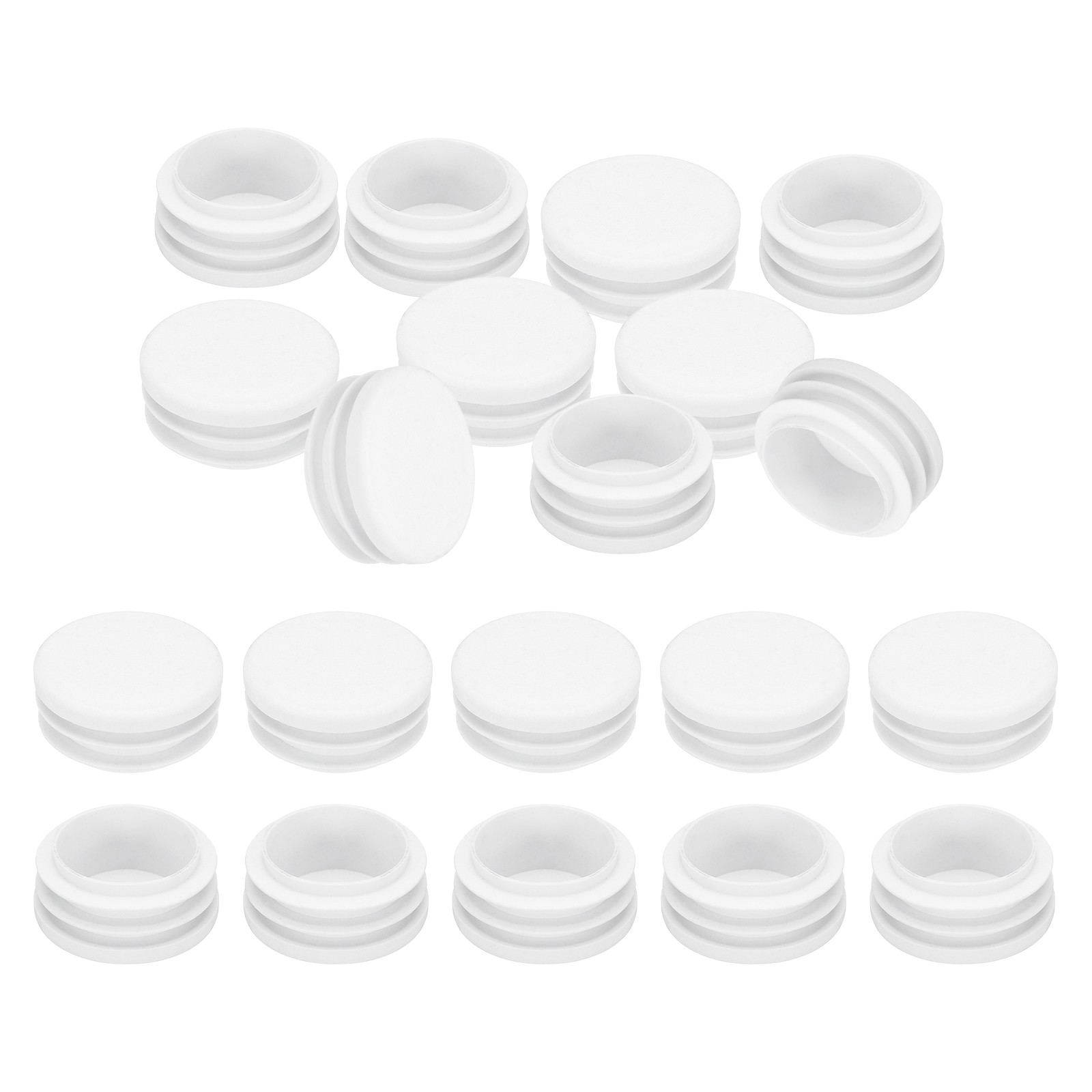 20Pcs 1.25″ Plastic Tubing End Caps Round Hole Plug Insert White