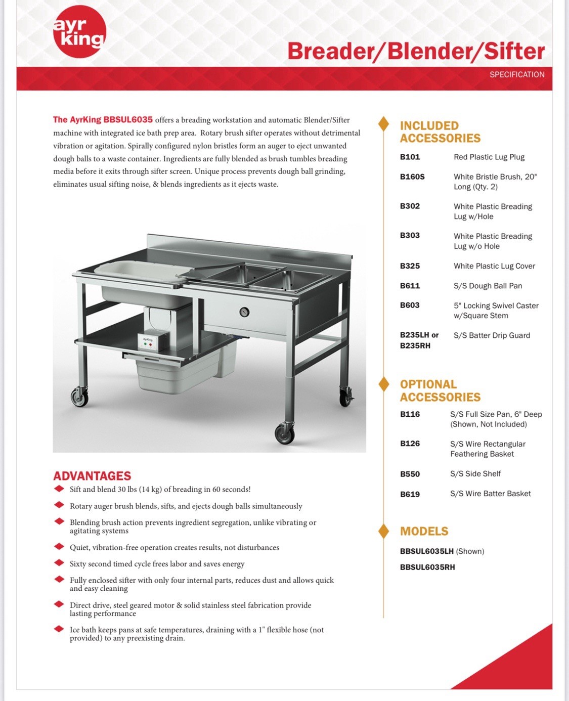 AyrKing Breader/Blender/Sifter Breading Station Brand New Msrp Over $7k