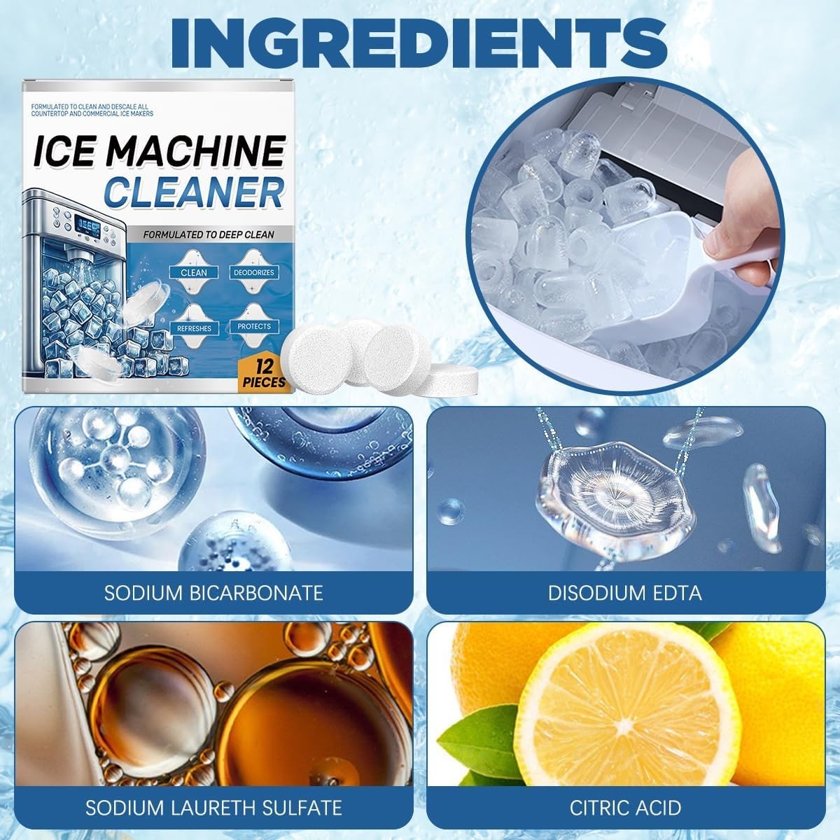 24 Deep Cleaning Tablets for Ice Machines – Compatible & Time-Saving Solution