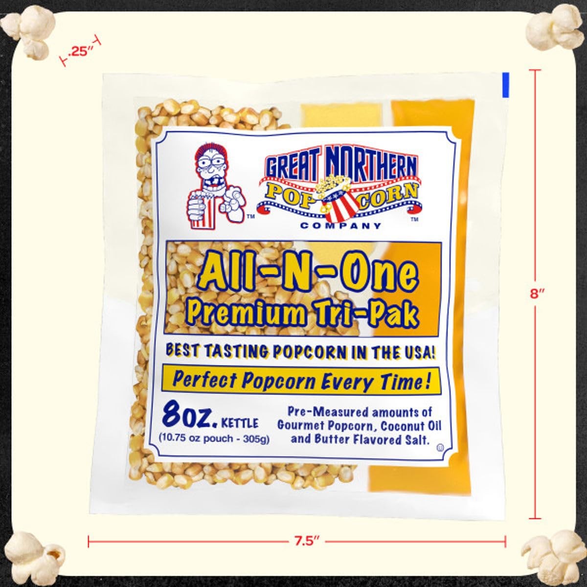 Movie Theater Style 40Count Popcorn Packs PreMeasured 8Ounce AllinOne Kernel…